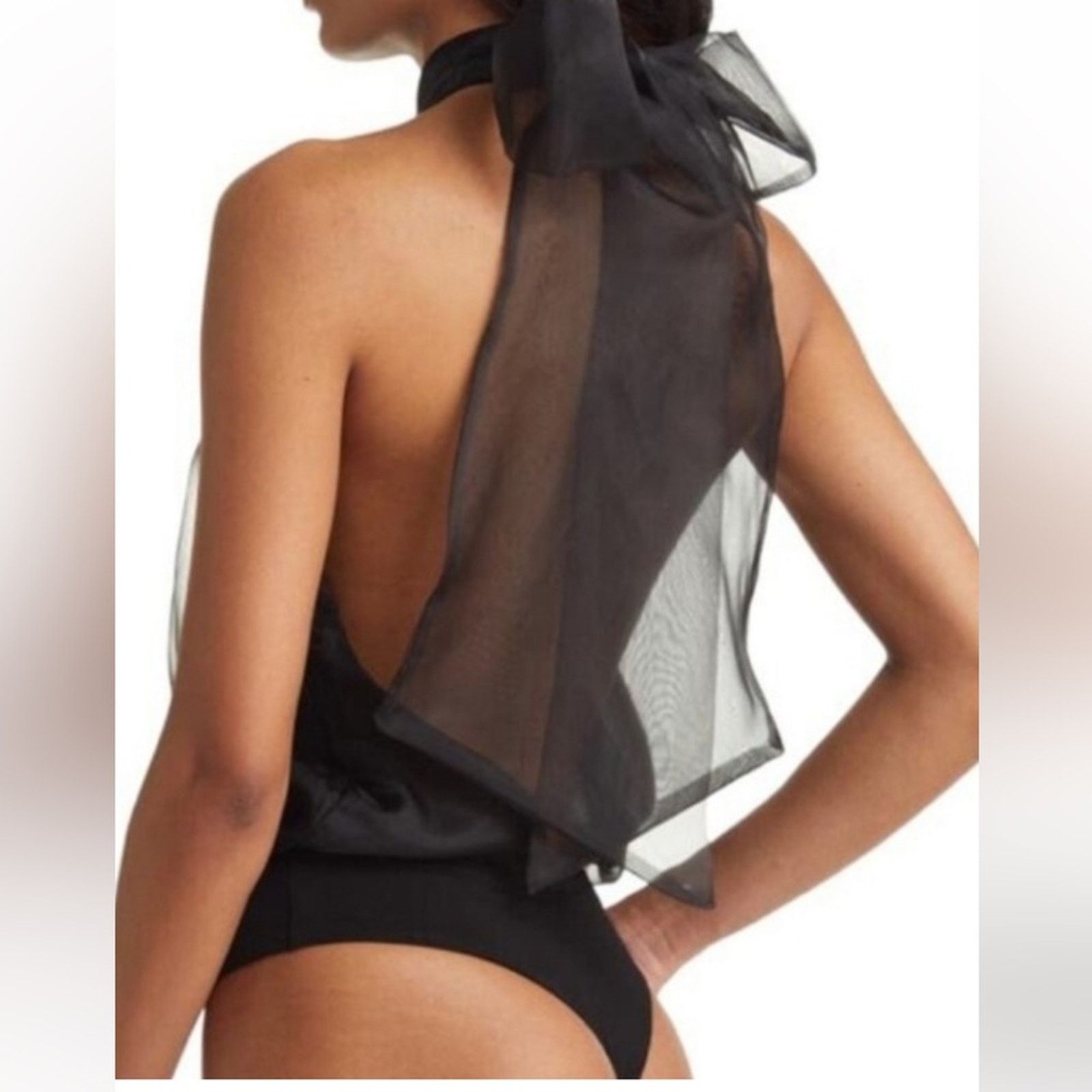 Other Vici Black Organza Halter Bow Tie Neck Bodysuit NWT S Size S / US 4 / IT 40 - 2 Thumbnail