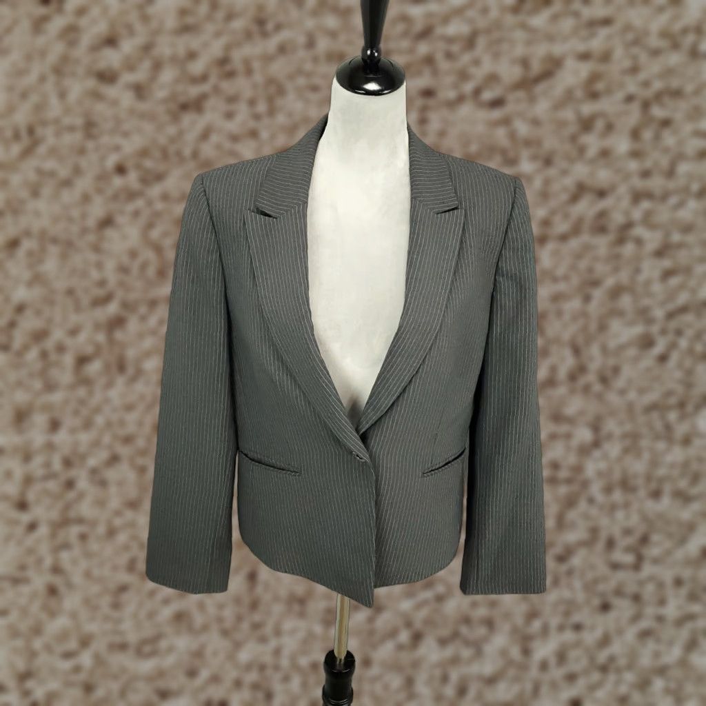 Vintage Tahari Blazer Jacket Womens Size 14 Gray Long Sleeve Single Button Career Wear Size XL / US 12-14 / IT 48-50 - 1 Thumbnail