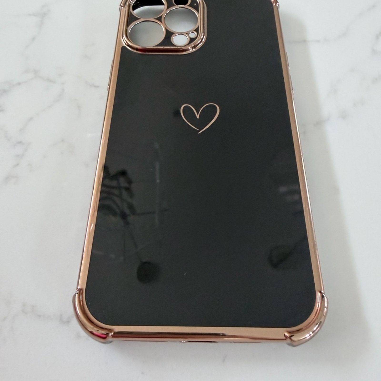 Other iPhone 13 Pro Max Elegant Black and Gold Heart Phone Case Size ONE SIZE - 3 Thumbnail