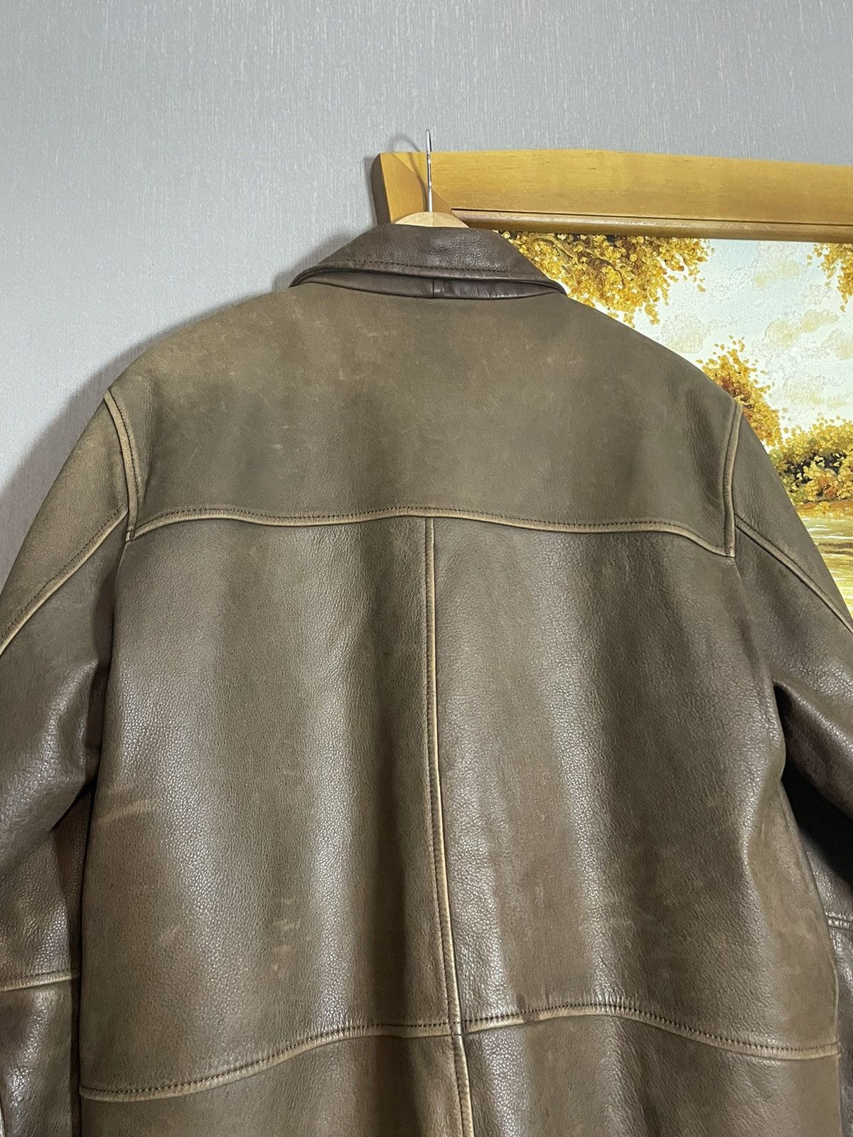 Leather Vintage Washed Brown Leather Coat Jacket Hedi Acne RRL erd Size US L / EU 52-54 / 3 - 10 Thumbnail