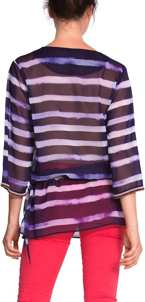 Designer × Desigual Desigual Womens Floral Purple Beaded Detail Tunic Blouse Top Size M / US 6-8 / IT 42-44 - 2 Thumbnail