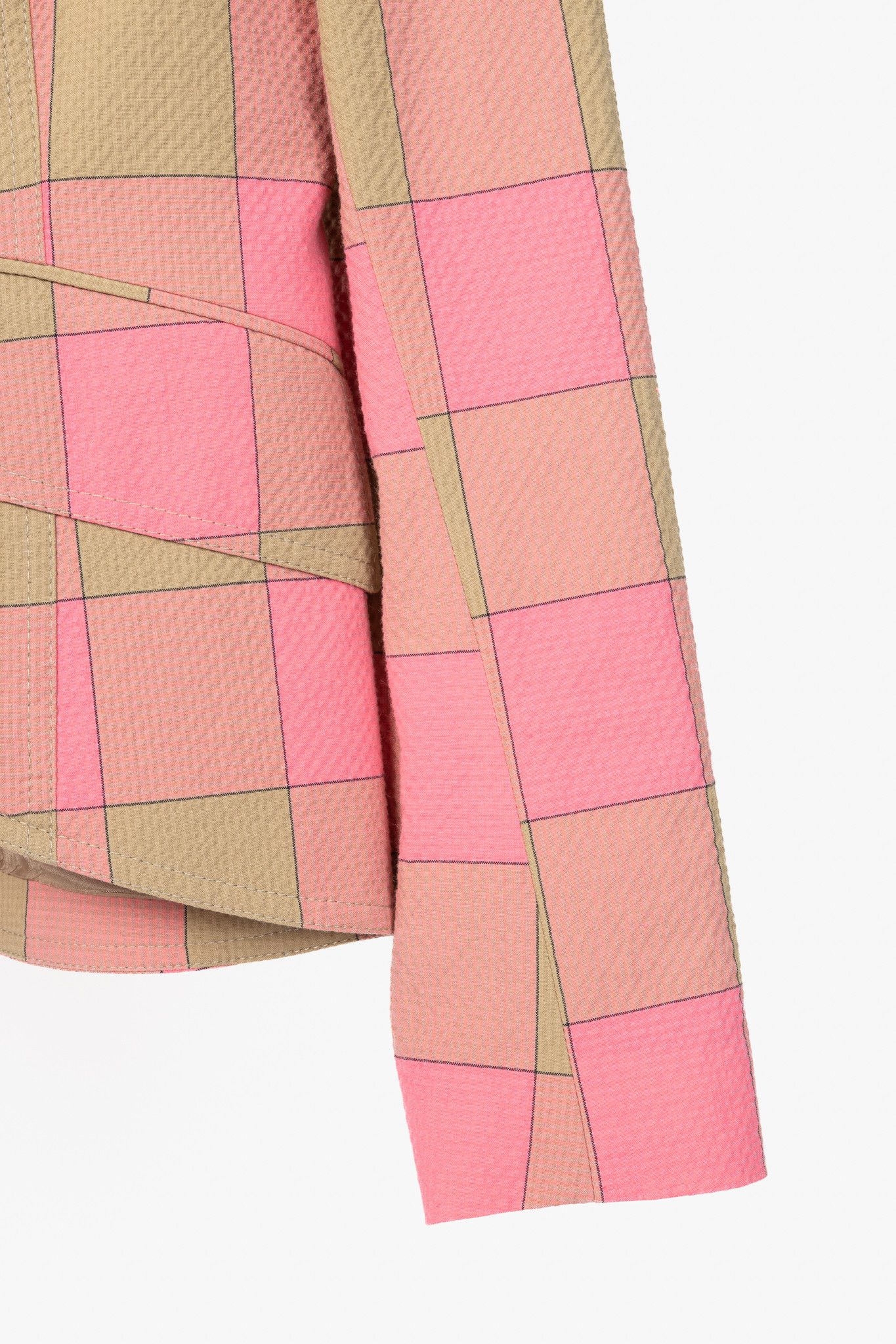 SMYTHE Smythe Pink Check Seersucker Pouf Sleeve One Button Blazer Size S / US 4 / IT 40 - 6 Thumbnail