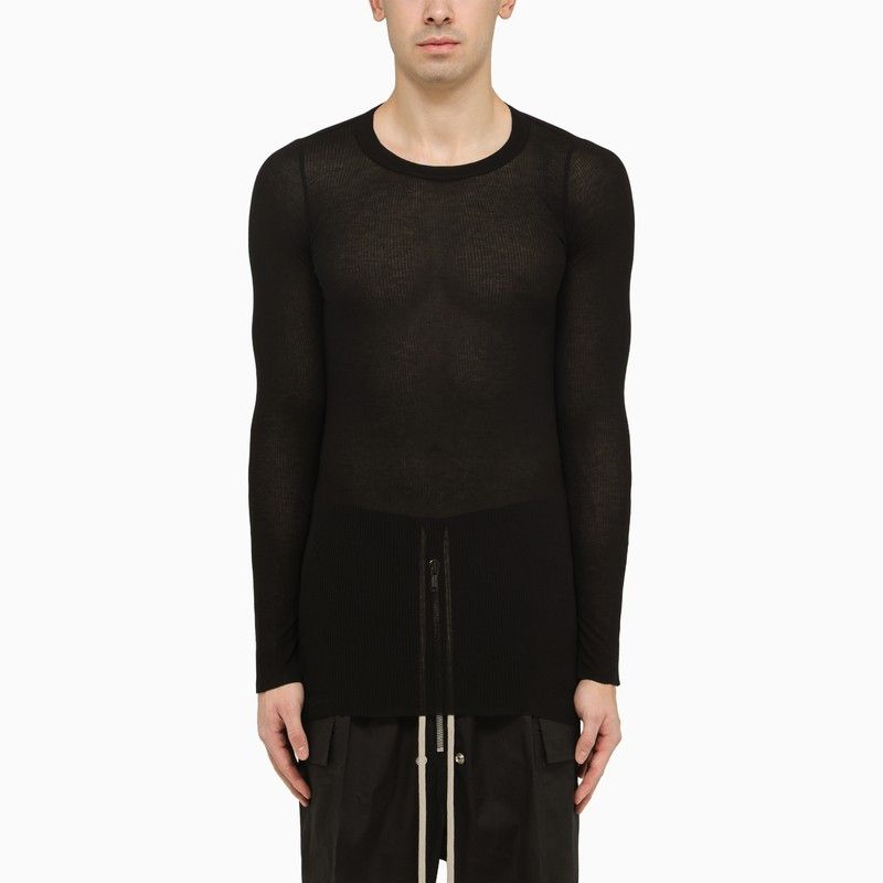 image of Rick Owens High Geobasket Black/white Leather Trainer, Men's (Size Small)