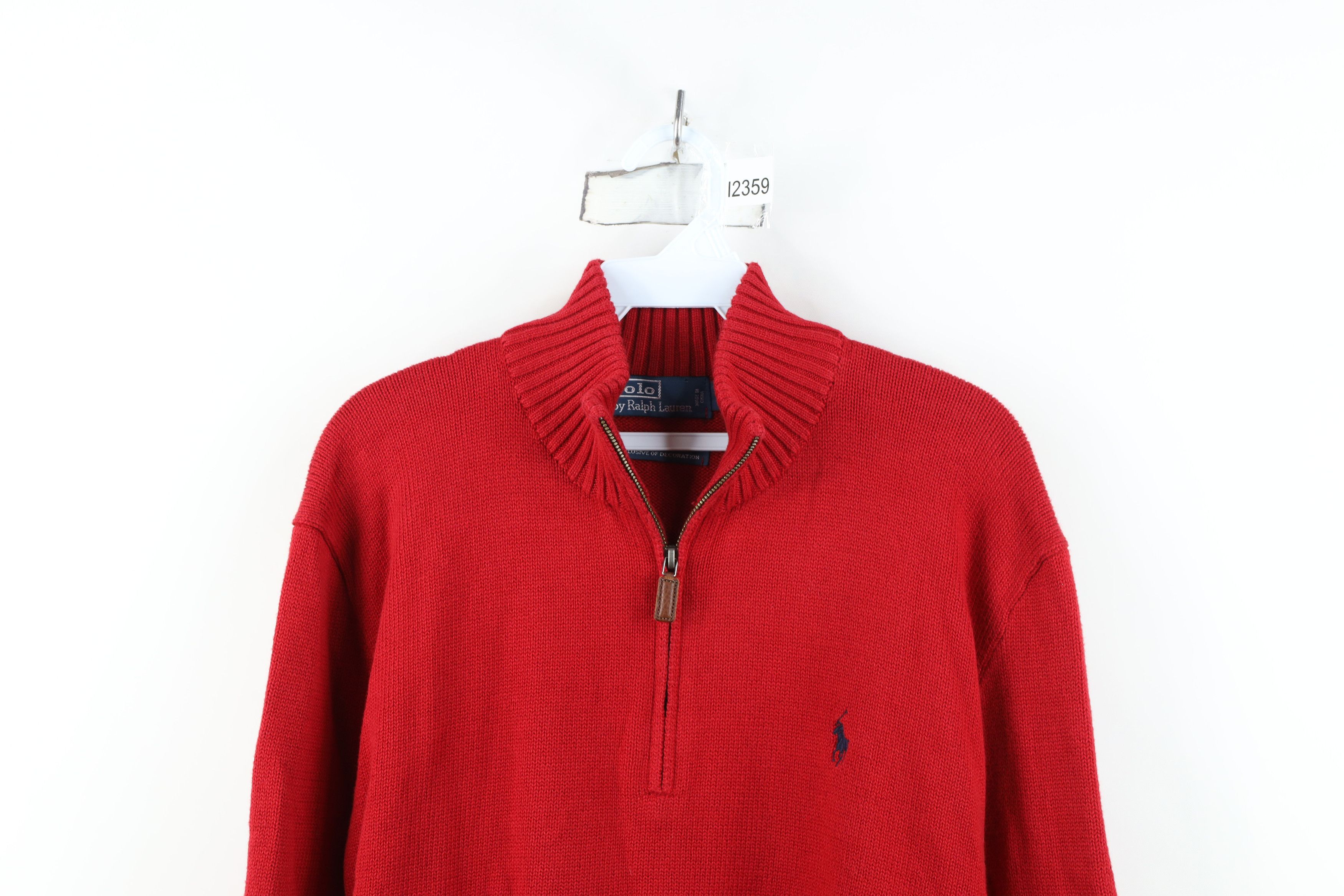 Ralph Lauren Vintage 90s Ralph Lauren Ribbed Knit Half Zip Sweater Red Size US XL / EU 56 / 4 - 2 Thumbnail