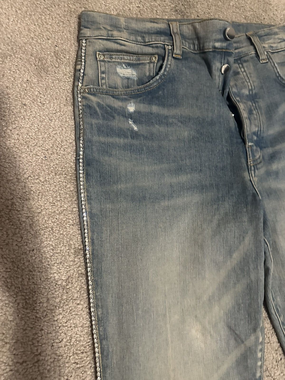 Amiri Amiri Distressed embellished denim jeans Size US 31 - 2 Thumbnail