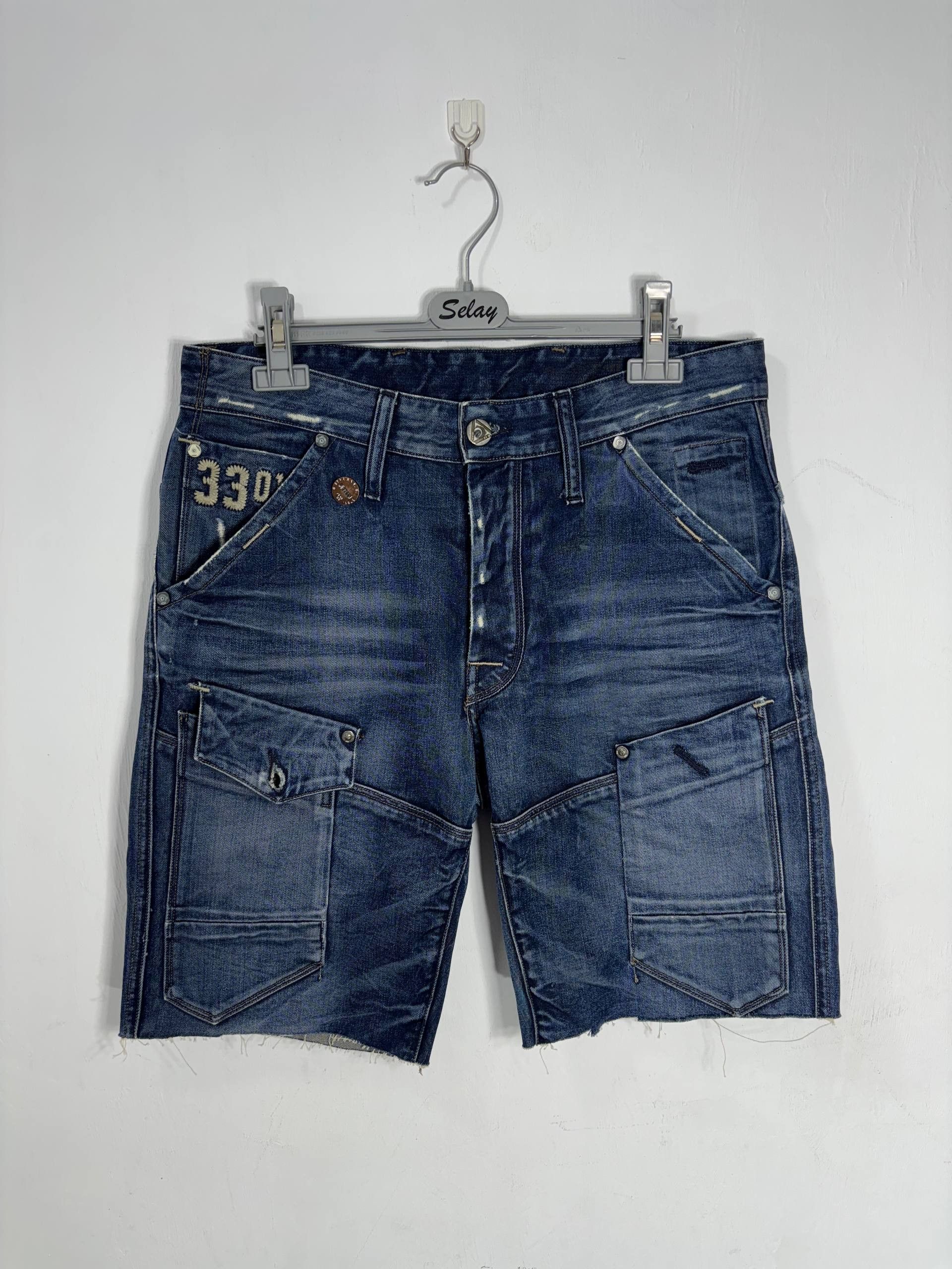 G-Star G-Star Raw Biker Cropped Y2K Bermuda Denim Shorts Size US 31 - 1 Thumbnail