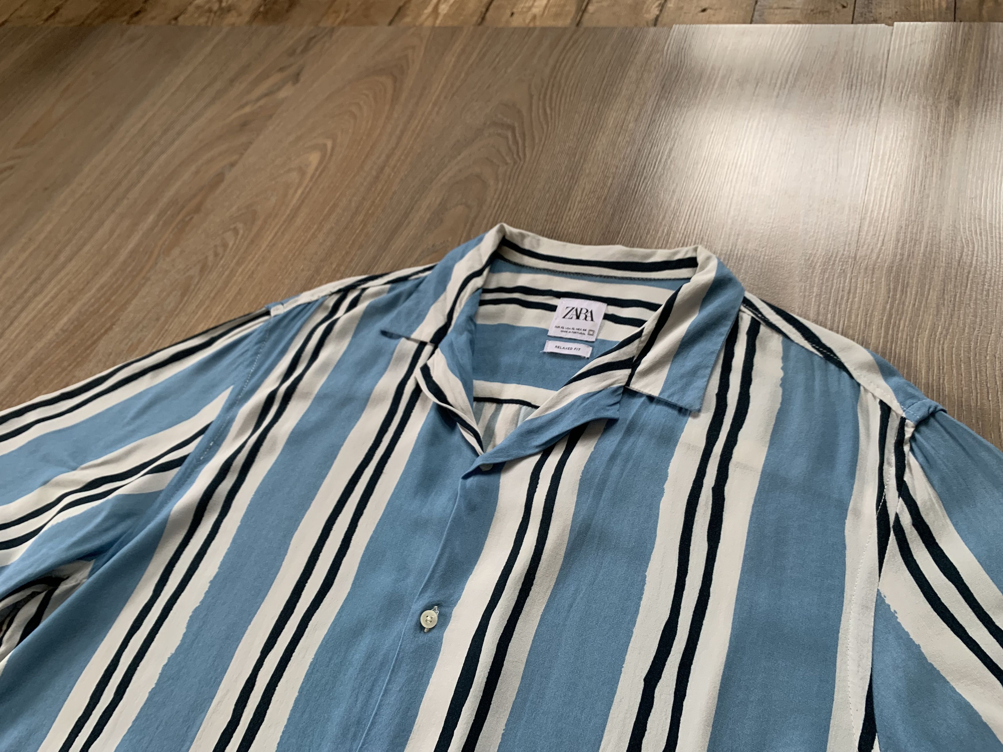 Zara Zara Men`s Stripe Shirt Summer Hawaiian Streetwear Size US XL / EU 56 / 4 - 5 Thumbnail