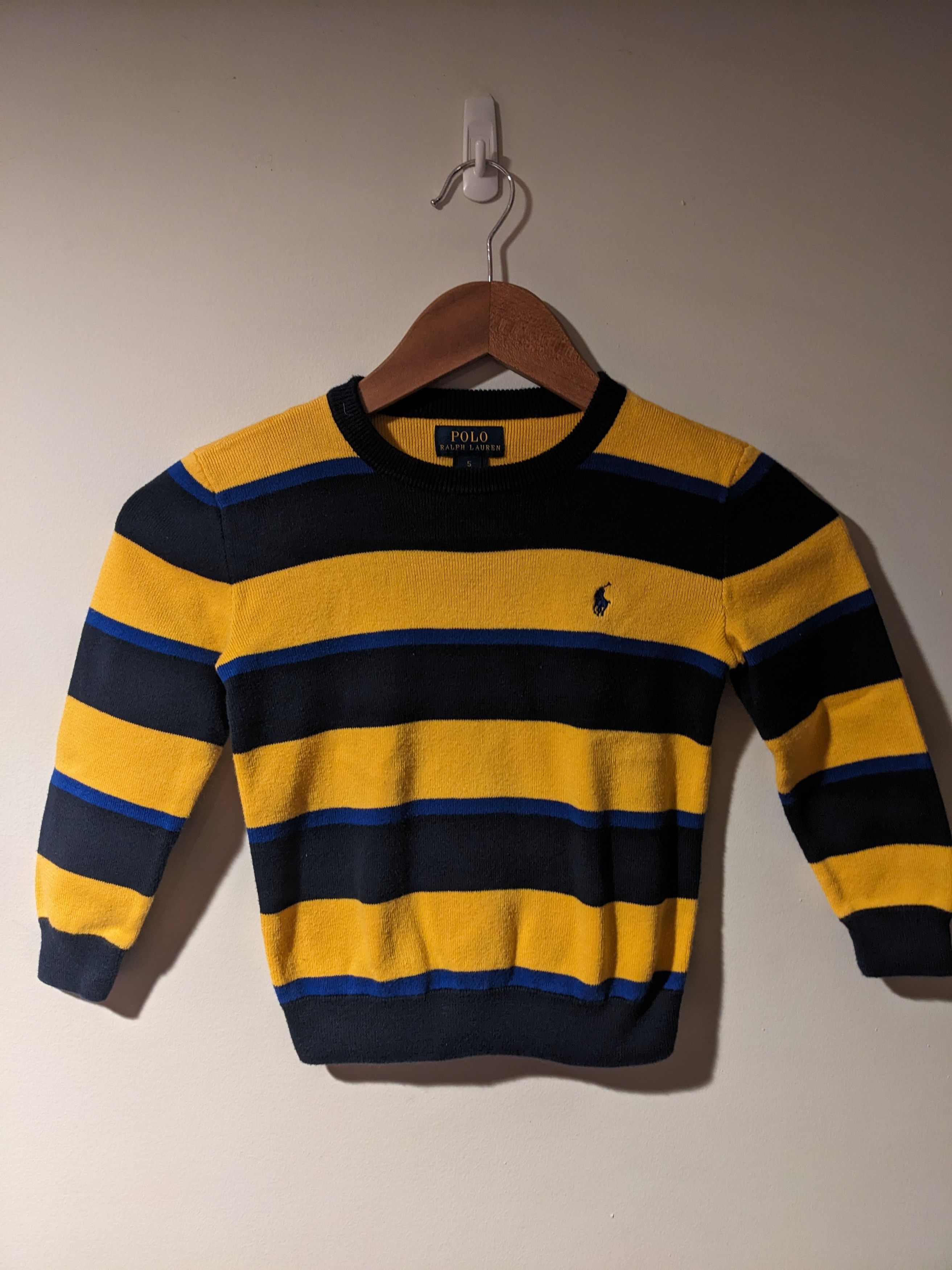 Polo Ralph Lauren × Vintage Polo Ralph Lauren Yellow Blue Size 5 Stripe Sweatshirt Size US S / EU 44-46 / 1 - 1 Thumbnail