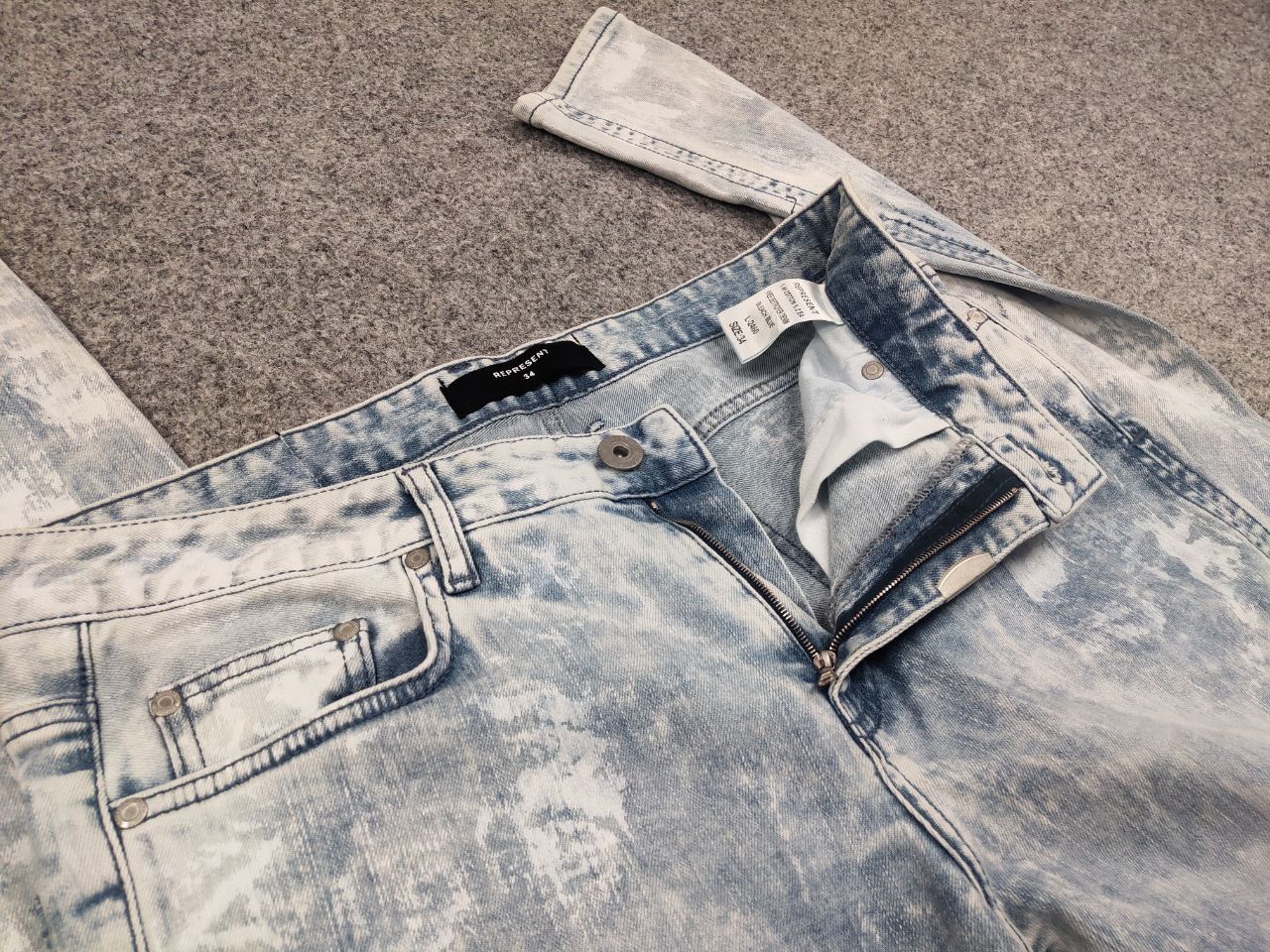 Represent Clo. Represent Design Blue Distressed Painted Denim Slim Jeans Size US 34 / EU 50 - 12 Thumbnail