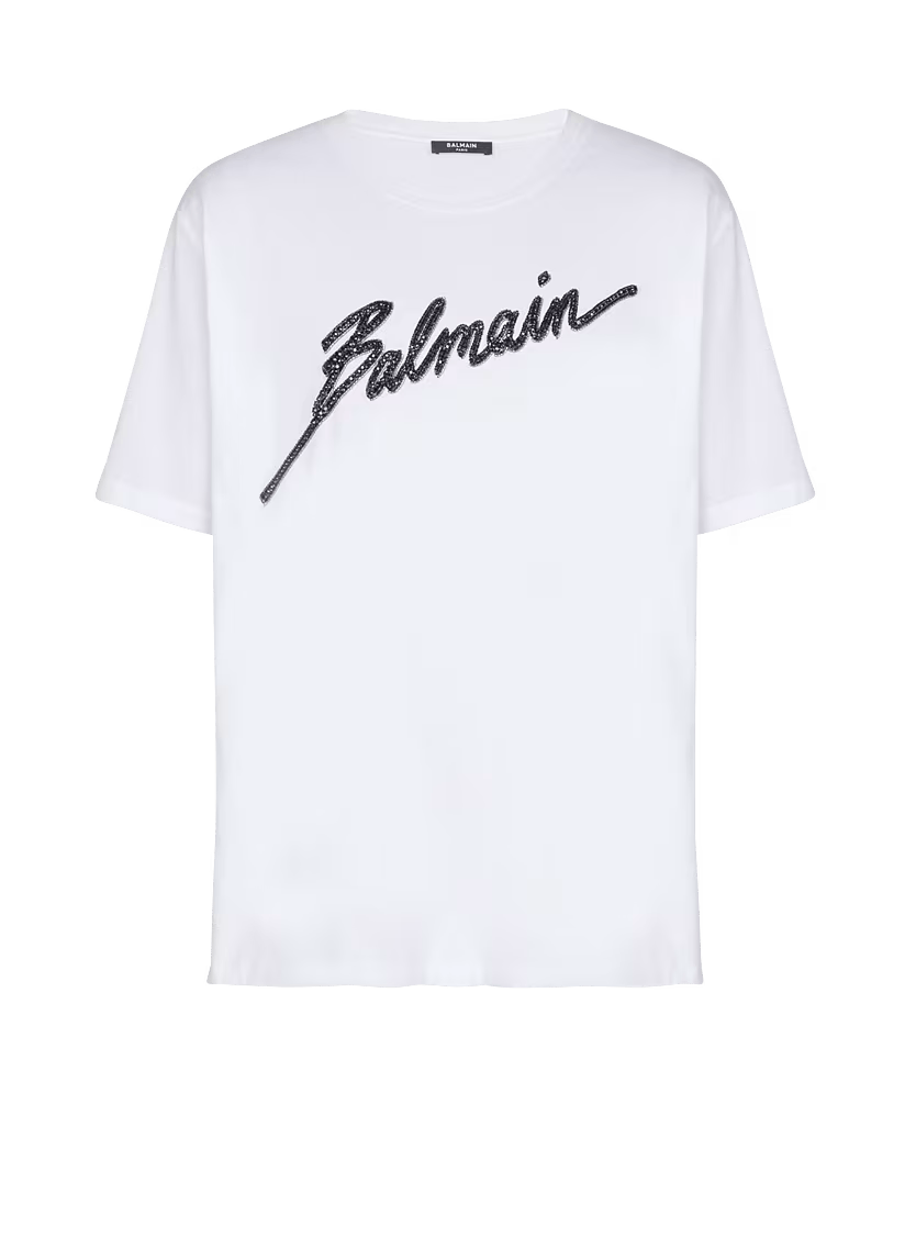 Balmain o1s1wg110126 Logo Embroidered T-Shirt in White Size US S / EU 44-46 / 1 - 1 Thumbnail