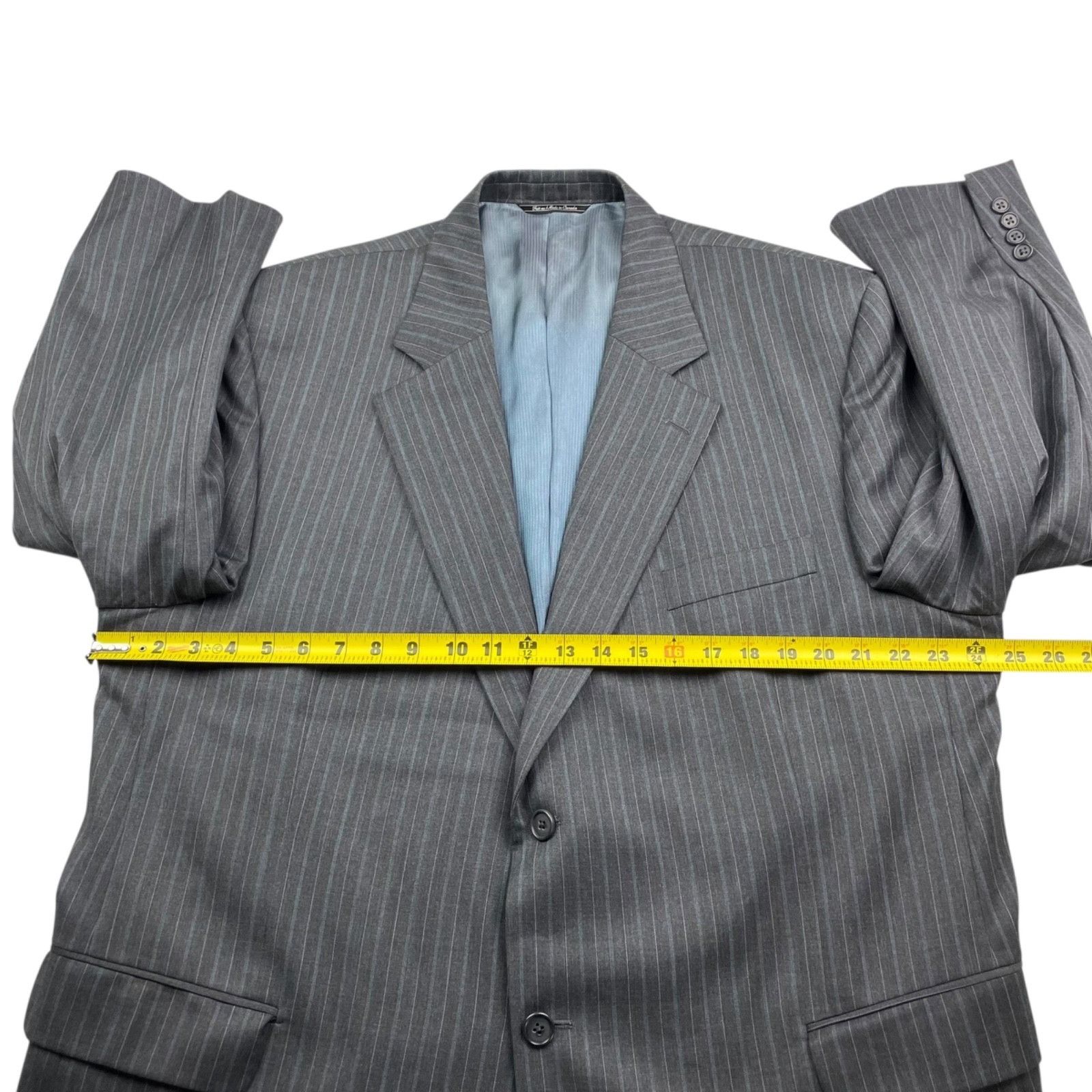 Jack Victor Jack Victor Men's Powell 100% Wool 2-Button Suit Gray Stripe Size 48R - 10 Thumbnail