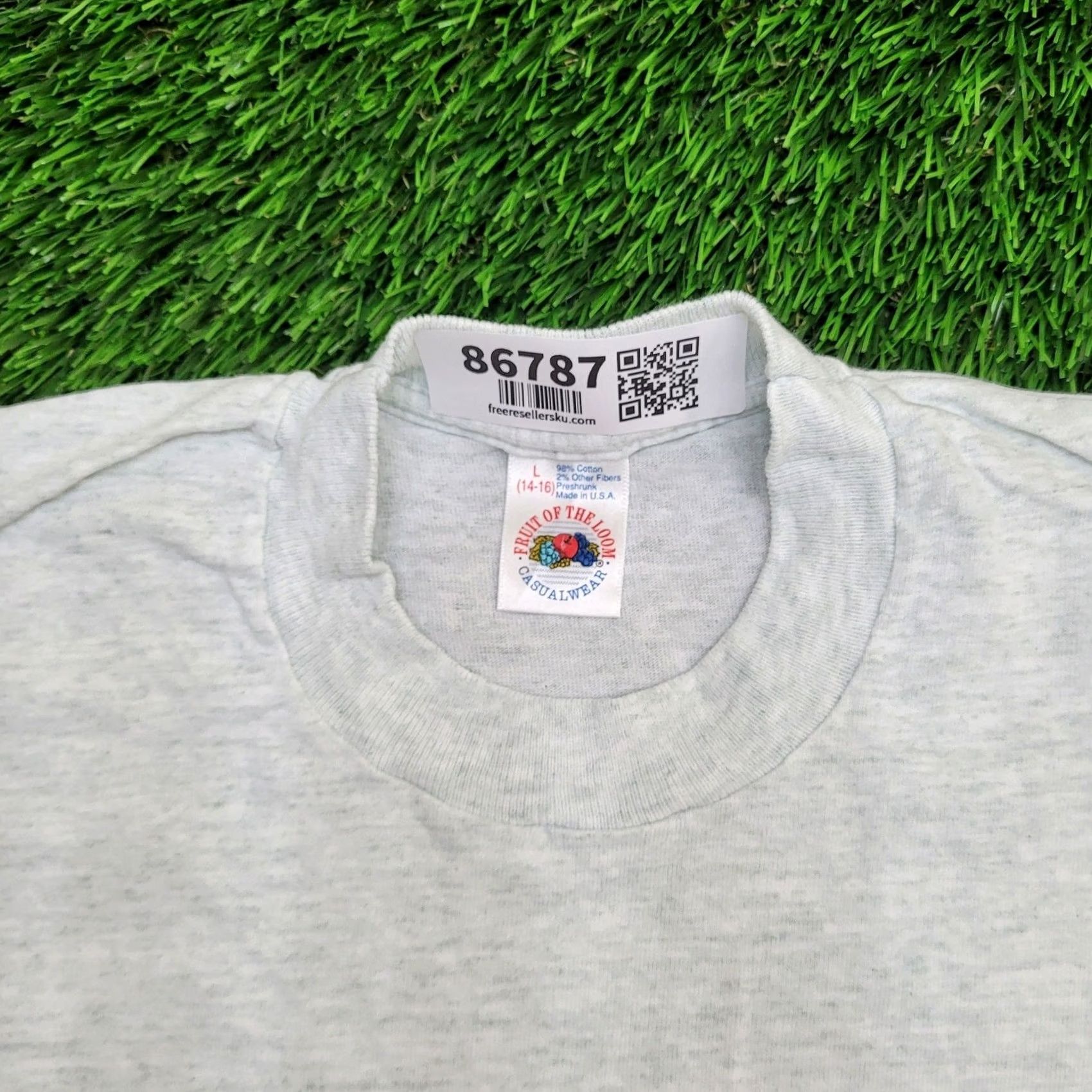 Fruit Of The Loom VINTAGE Fruit of the Loom Shirt Teens L 17x24 Gray 90s Blank Tee Short Sleeve Crew Neck USA Size US L / EU 52-54 / 3 - 6 Thumbnail