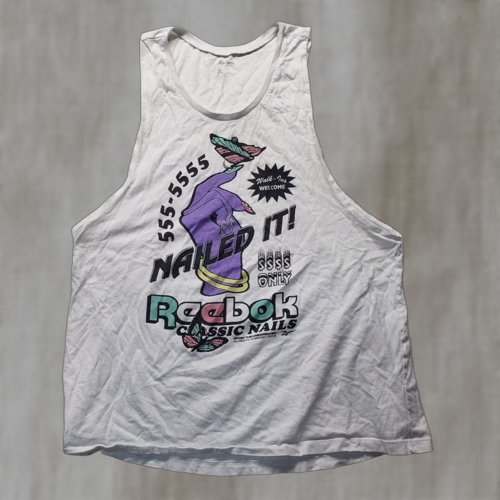 Reebok Reebok Shirt Tank Top XL White Graphic Nailed It Classic Nails Adult Womens Size XL / US 12-14 / IT 48-50 - 1 Thumbnail