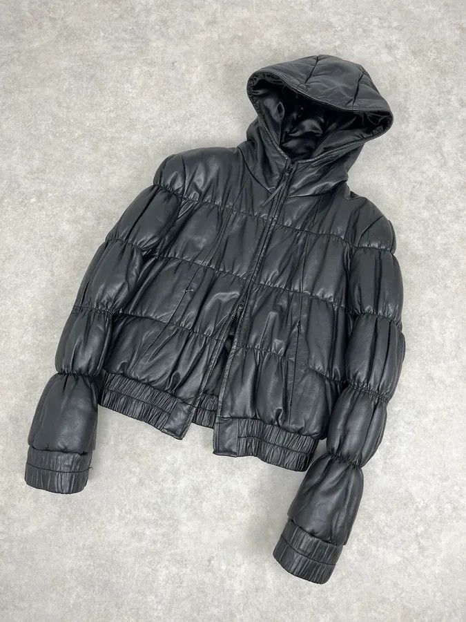 Armani 2000s Armani Black Puffer Leather Jacket Size XS / US 0-2 / IT 36-38 - 4 Thumbnail