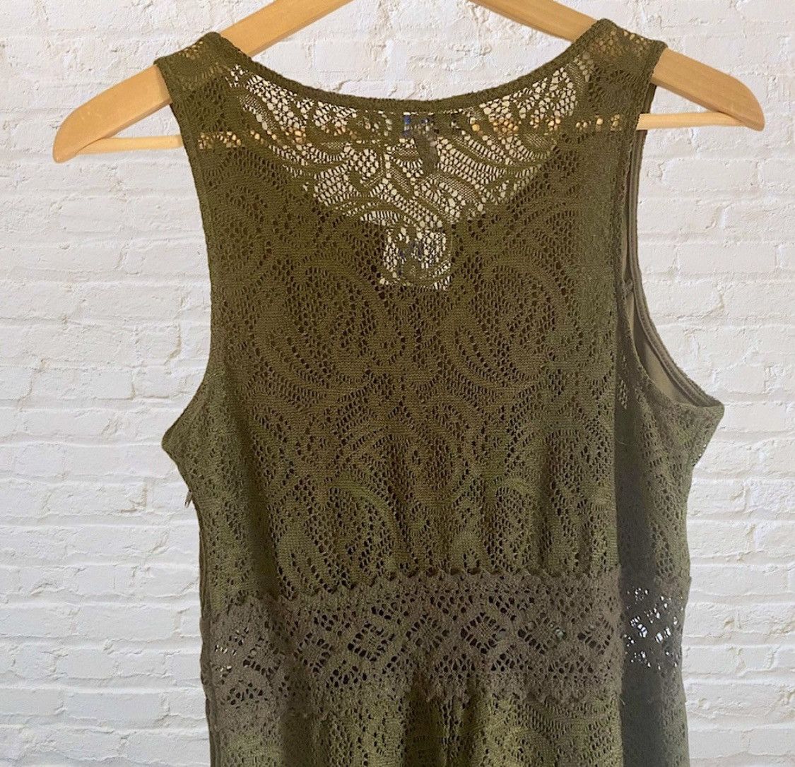 Other OLIVE CROCHET SLEEVELESS EMBROIDERED LACE MINI MAXI DRESS Size L / US 10 / IT 46 - 6 Thumbnail