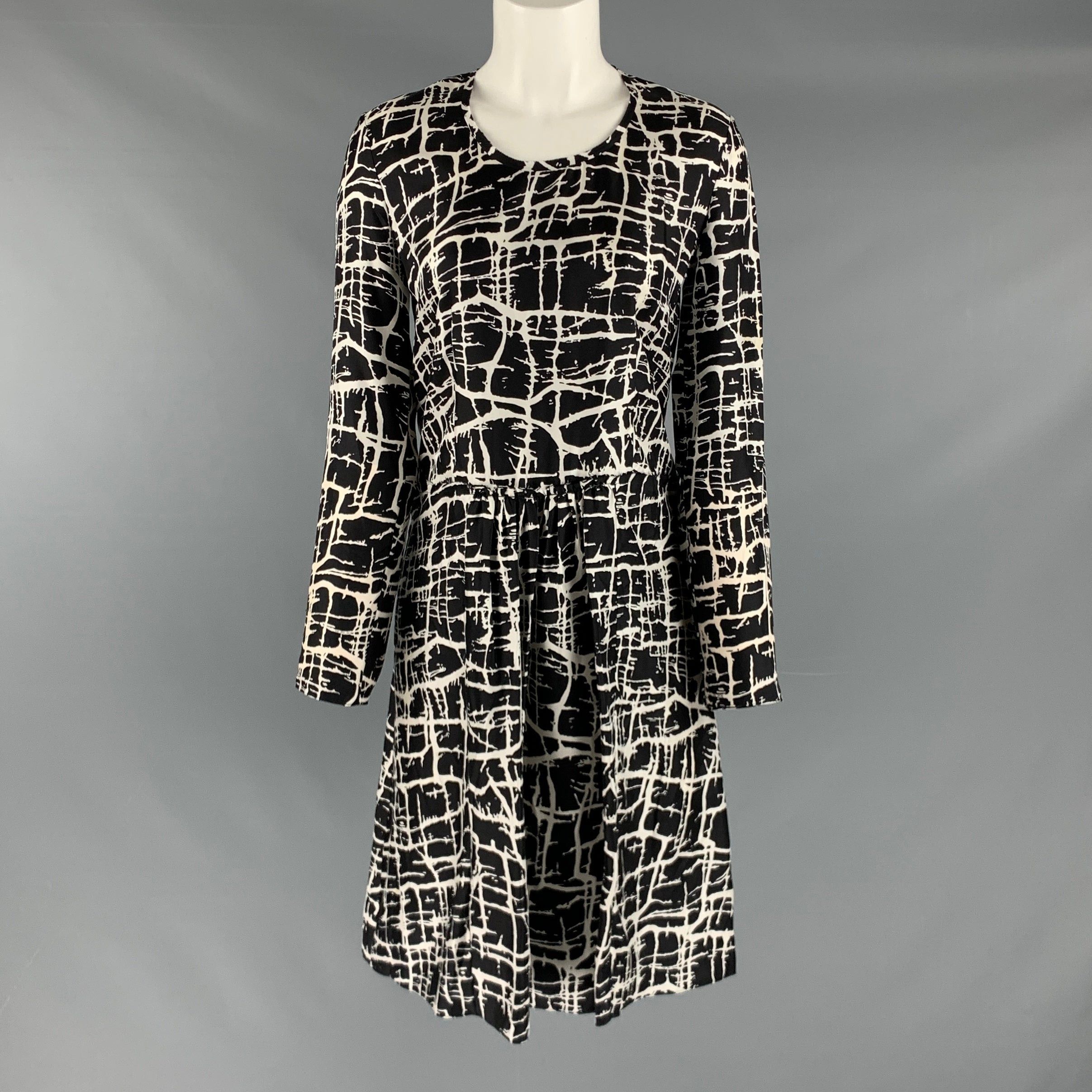 Image of Marni Black Heather Silk Print Long Dress, Women's (Size XS)