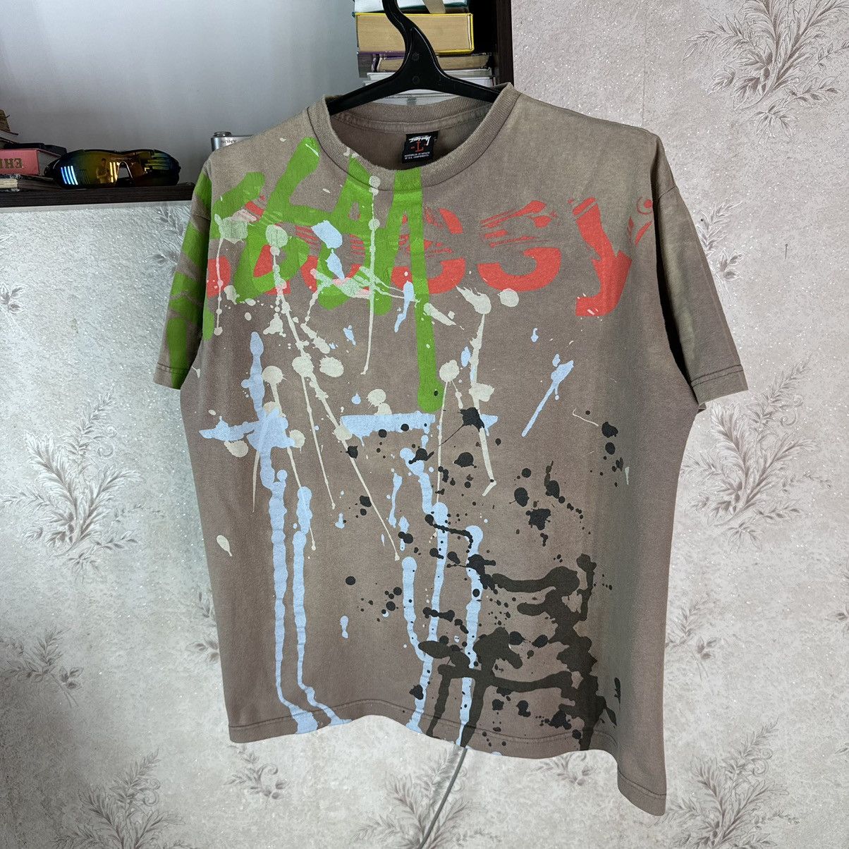 Stussy × Vintage Vintage Stussy T shirt 00s Grafity Beige Streetwear Skate L Size US L / EU 52-54 / 3 - 13 Thumbnail