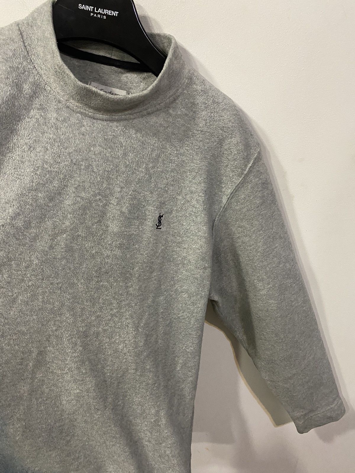 Yves Saint Laurent Fleece YSL Sweatshirt Grey Vintage Turtleneck 90s Sweater Size US L / EU 52-54 / 3 - 8 Thumbnail