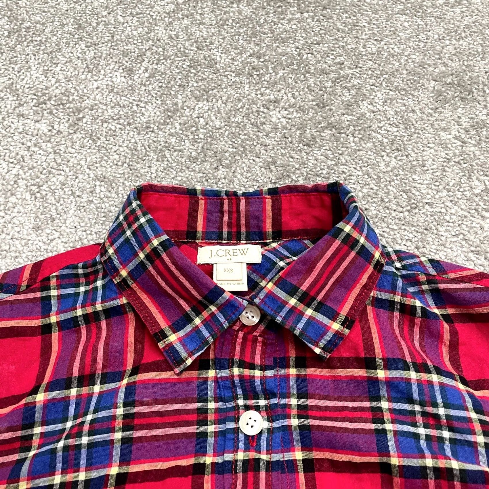 J.Crew J.Crew Shirt Women 2XS Red Blue Plaid Button-Down Long Sleeve Cotton Crewneck? No Size XXS / US 00 / IT 34 - 3 Thumbnail