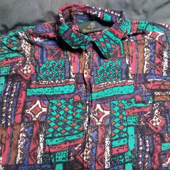 Vintage Vintage Michael James Abstract Geometric Button Shirt Size US L / EU 52-54 / 3 - 1 Thumbnail