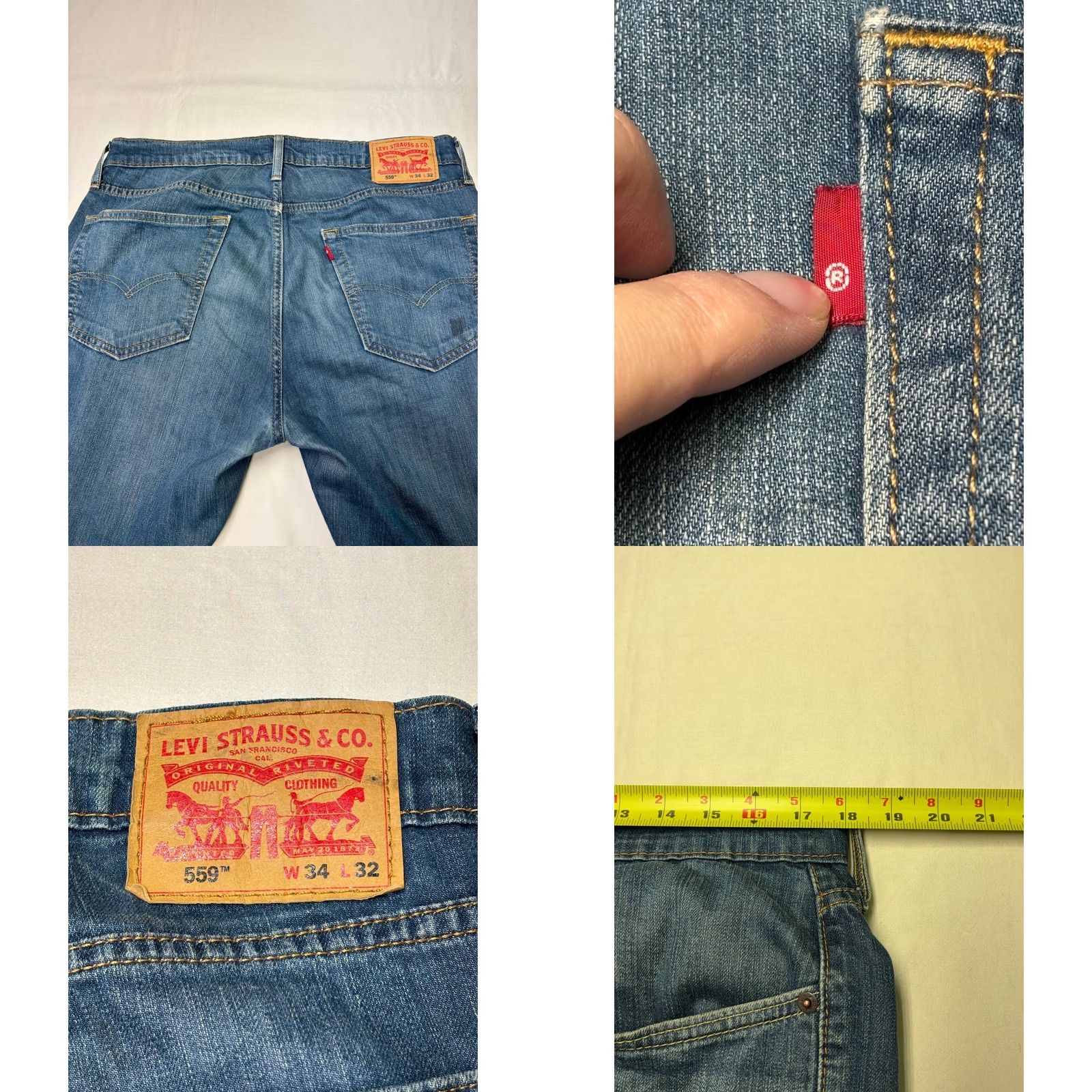 Levi's Levi's 559 Relaxed Straight Jeans Mens 34x32 Blue Denim Medium Wash 00559-0340 Size US 34 / EU 50 - 8 Thumbnail