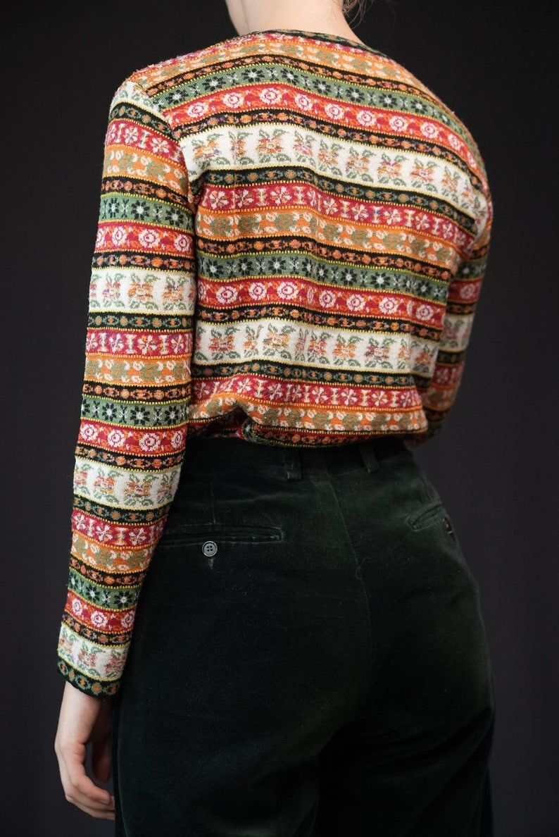 Vintage United Color Of Benetton With Cut Flower Pattern