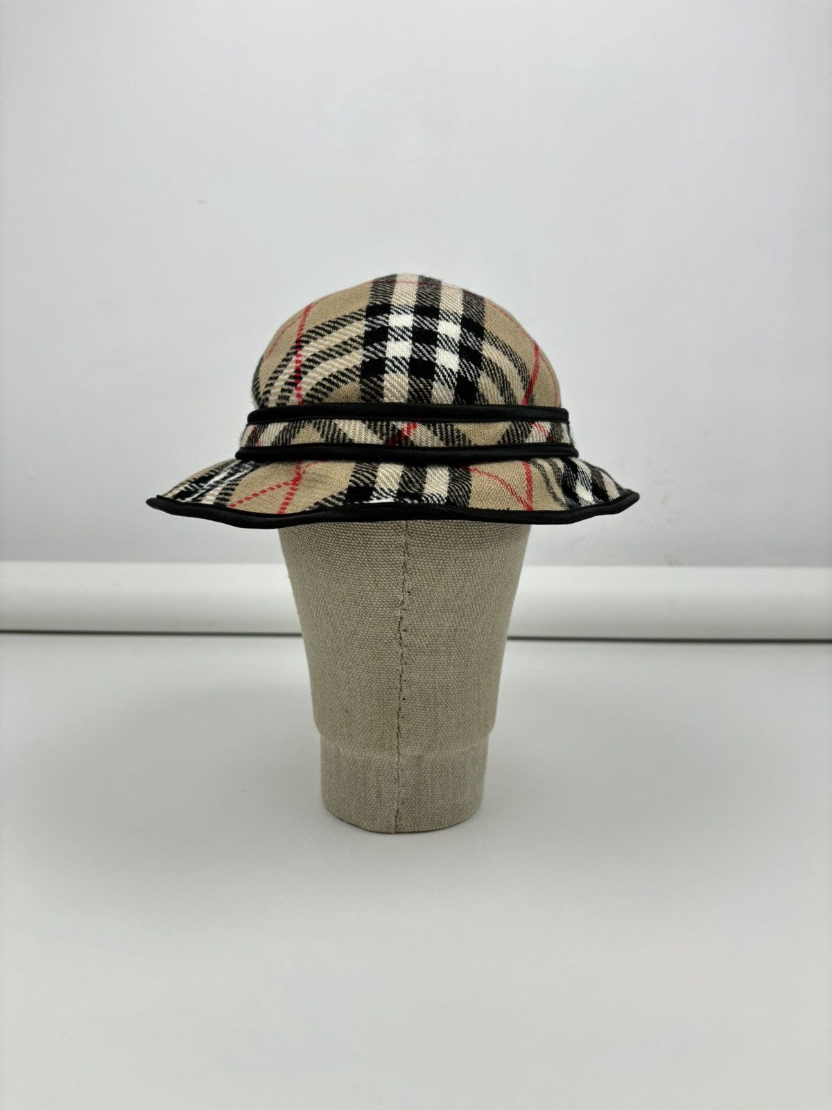 Burberry × Burberry Prorsum RARE VTG 90's BURBERRY'S Wool Nova Check Beige Bucket Hat England Cap Panama M Size ONE SIZE - 12 Thumbnail