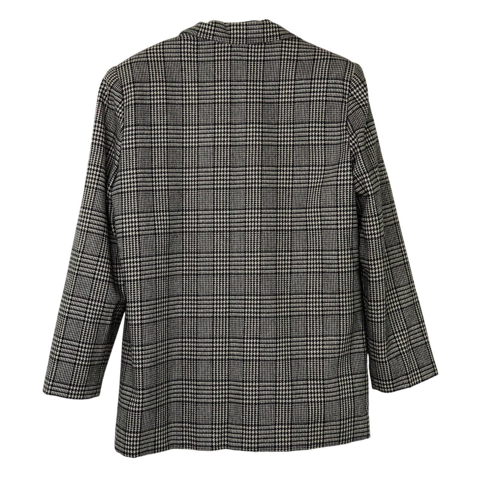 Vintage 90s Vintage Black & White Houndstooth Wool Blazer Jacket 10 Size L / US 10 / IT 46 - 2 Thumbnail