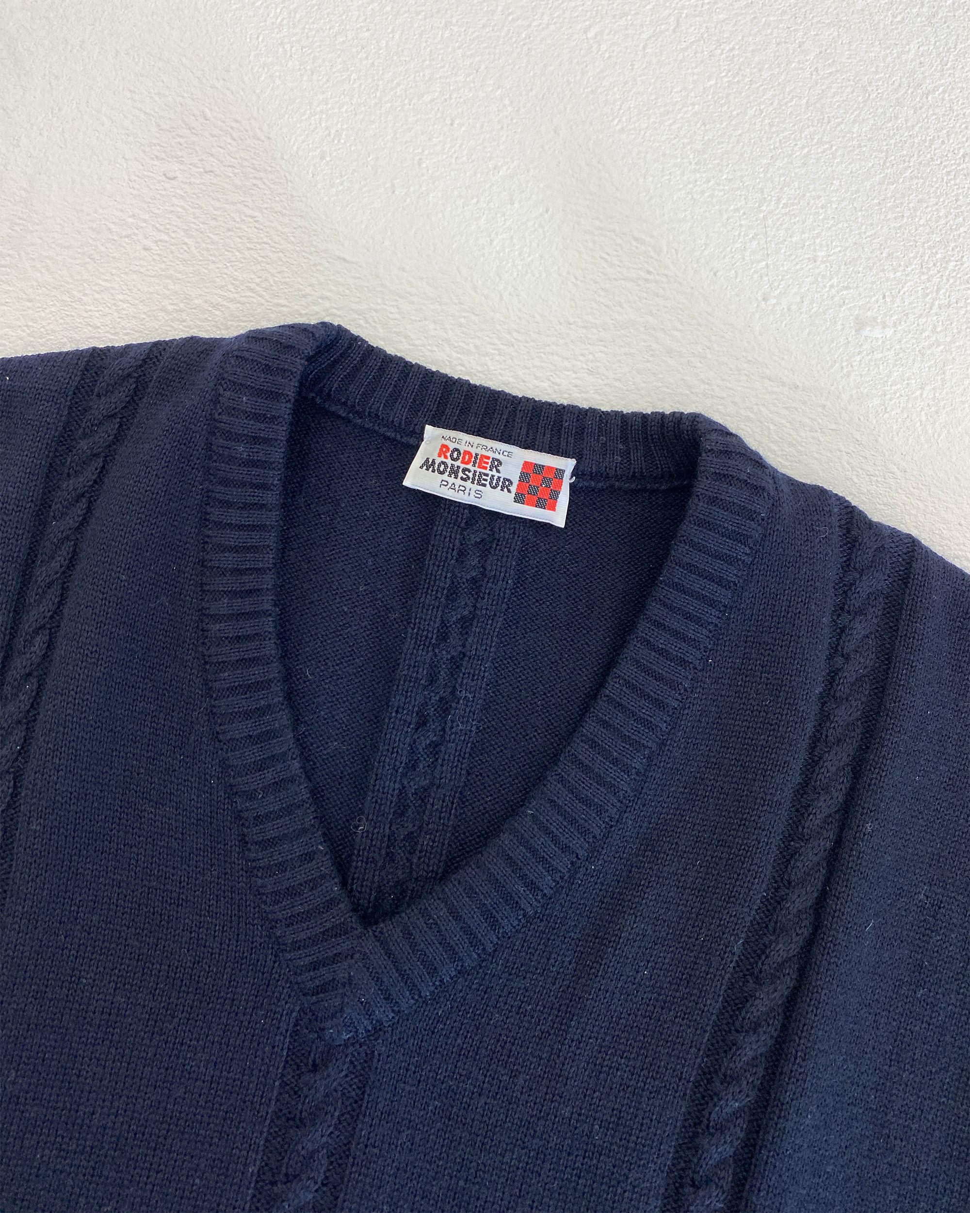 Vintage Rodier Monsieur Paris 1980s Knit Sweater Vest Size US XL / EU 56 / 4 - 3 Thumbnail