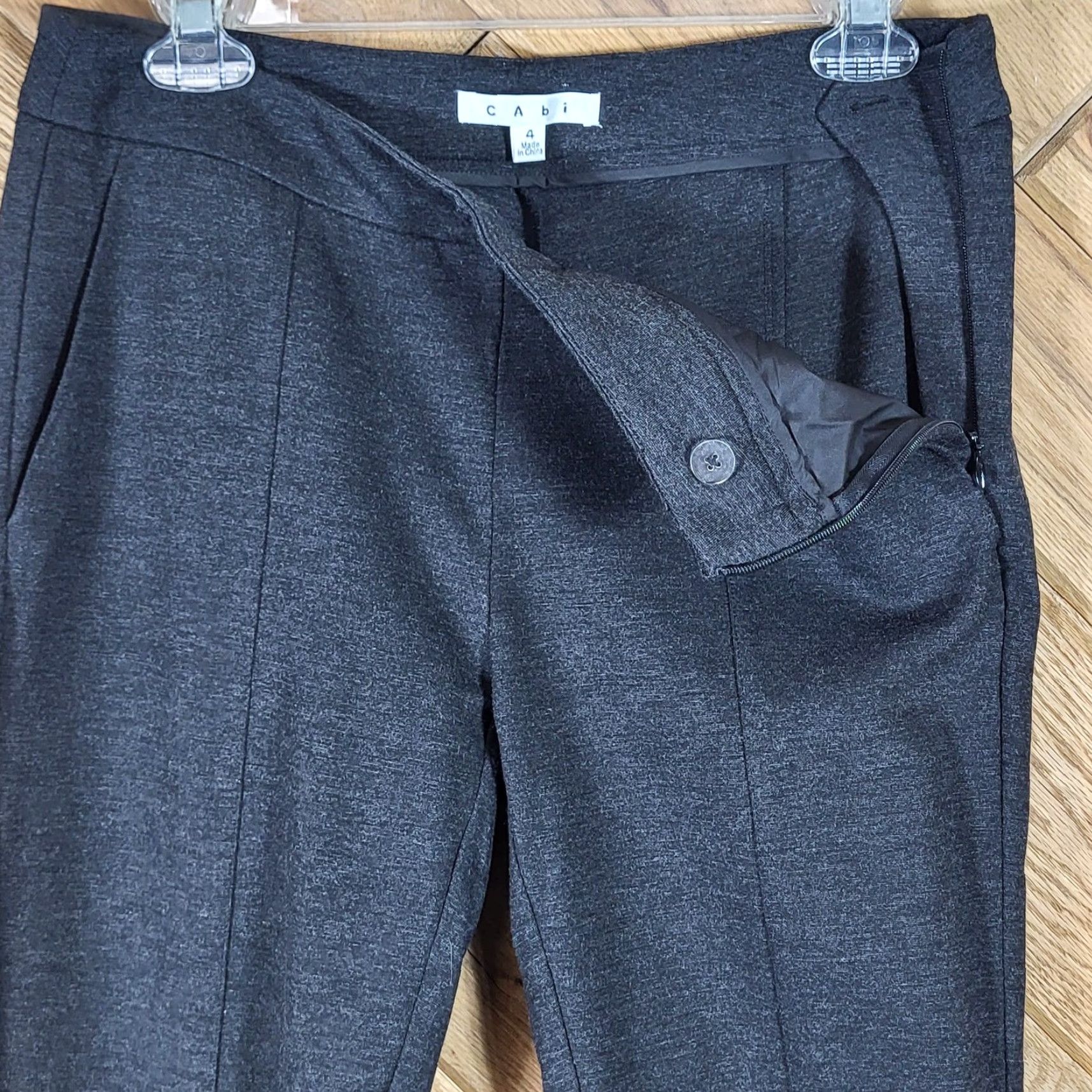 Vintage Cabi Slim Gray Dress Pants Women's Size 4 Nylon Rayon Blend Flat Front Zippered Waist Inseam 28.5” Winter Fall Spring Dressy Formal Pants Mens Womens Size 27" / US 4 / IT 40 - 3 Thumbnail
