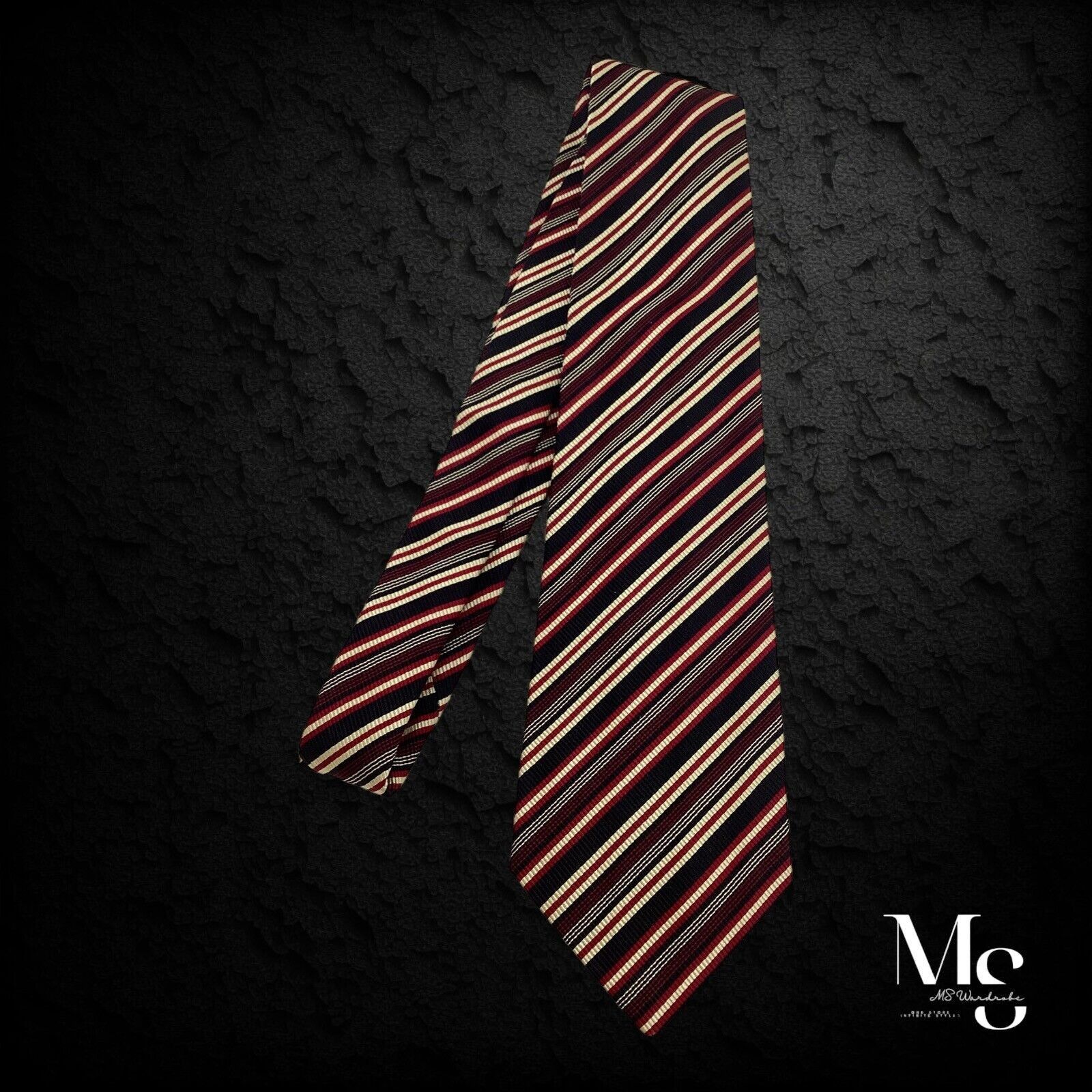 Kiton KITON NAPOLI 7Fold Burgundy Striped Silk Tie Made In Italy W Size ONE SIZE - 7 Thumbnail