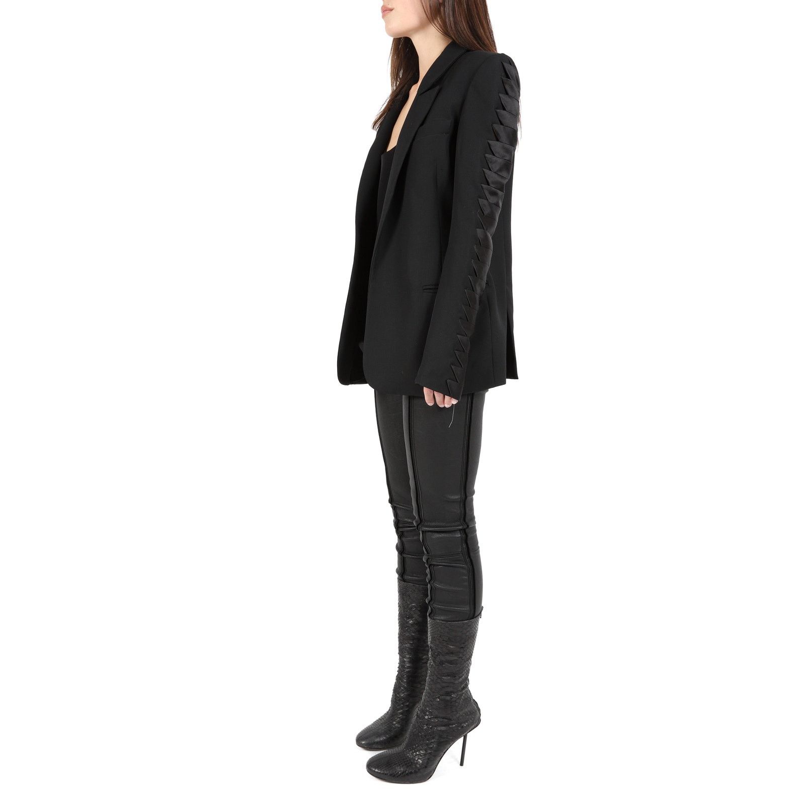 Haider Ackermann FW20 Silk Insert Sleeve Blazer in Black Wool Size XS / US 0-2 / IT 36-38 - 8 Thumbnail