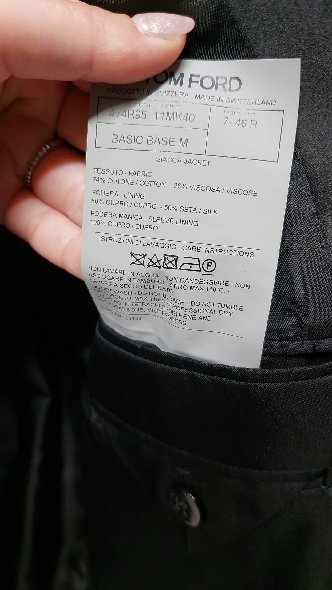 Tom Ford o1loc1c0824 11MK40SZ Giacca Jacket in Black Blue Size US S / EU 44-46 / 1 - 3 Thumbnail