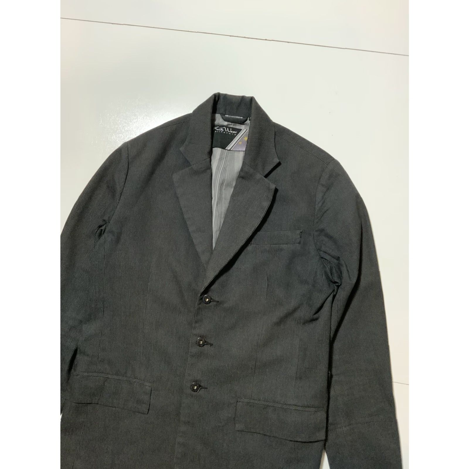Vintage VINTAGE Kikwear Blazer Shirt Steampunk California Striped 3 Button Gray Sz. S Mens Size 36R - 5 Thumbnail