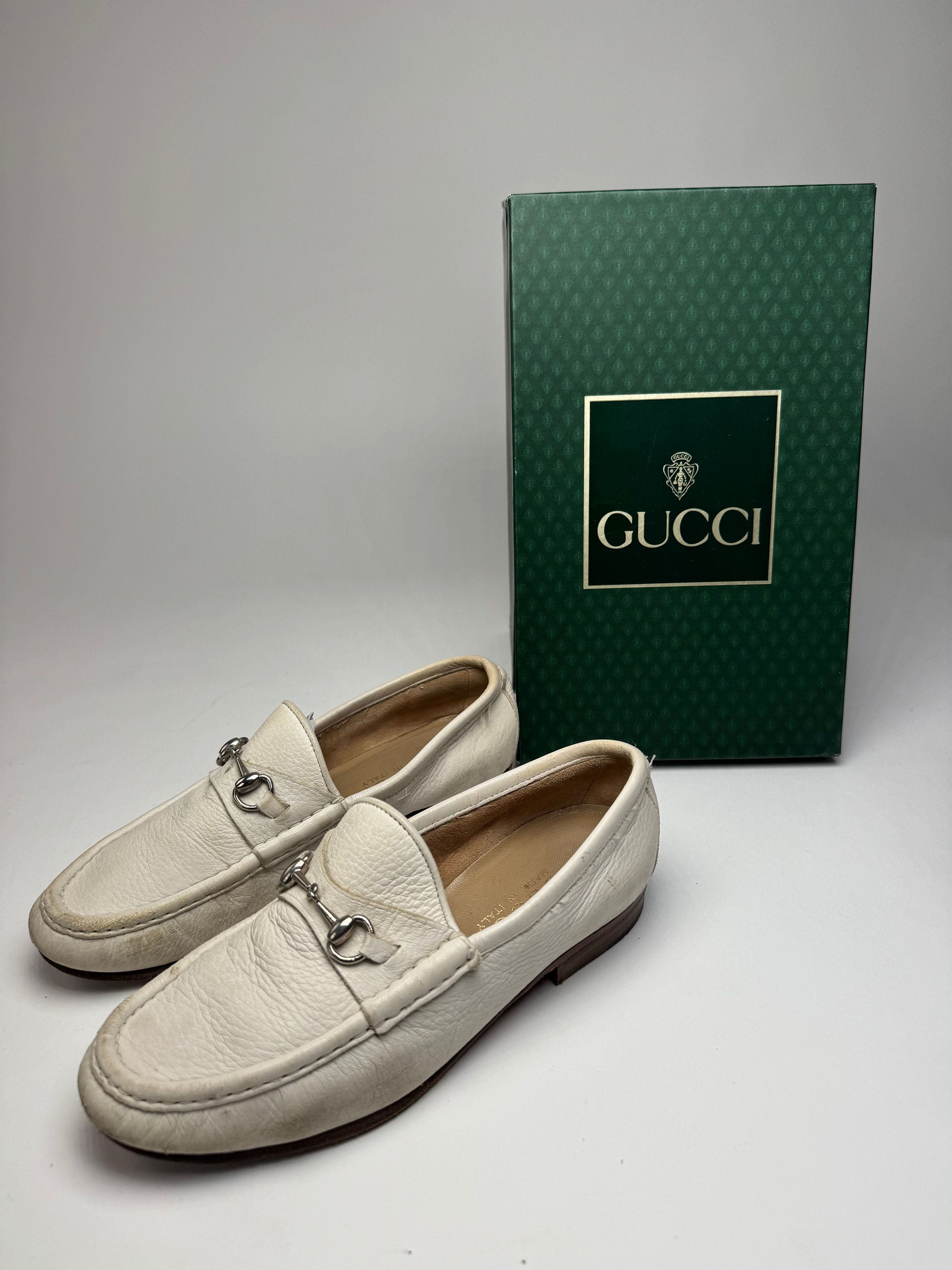 Gucci Vintage Horsebit Leather Loafer White 35,5 Size US 4 / IT 34 - 1 Thumbnail