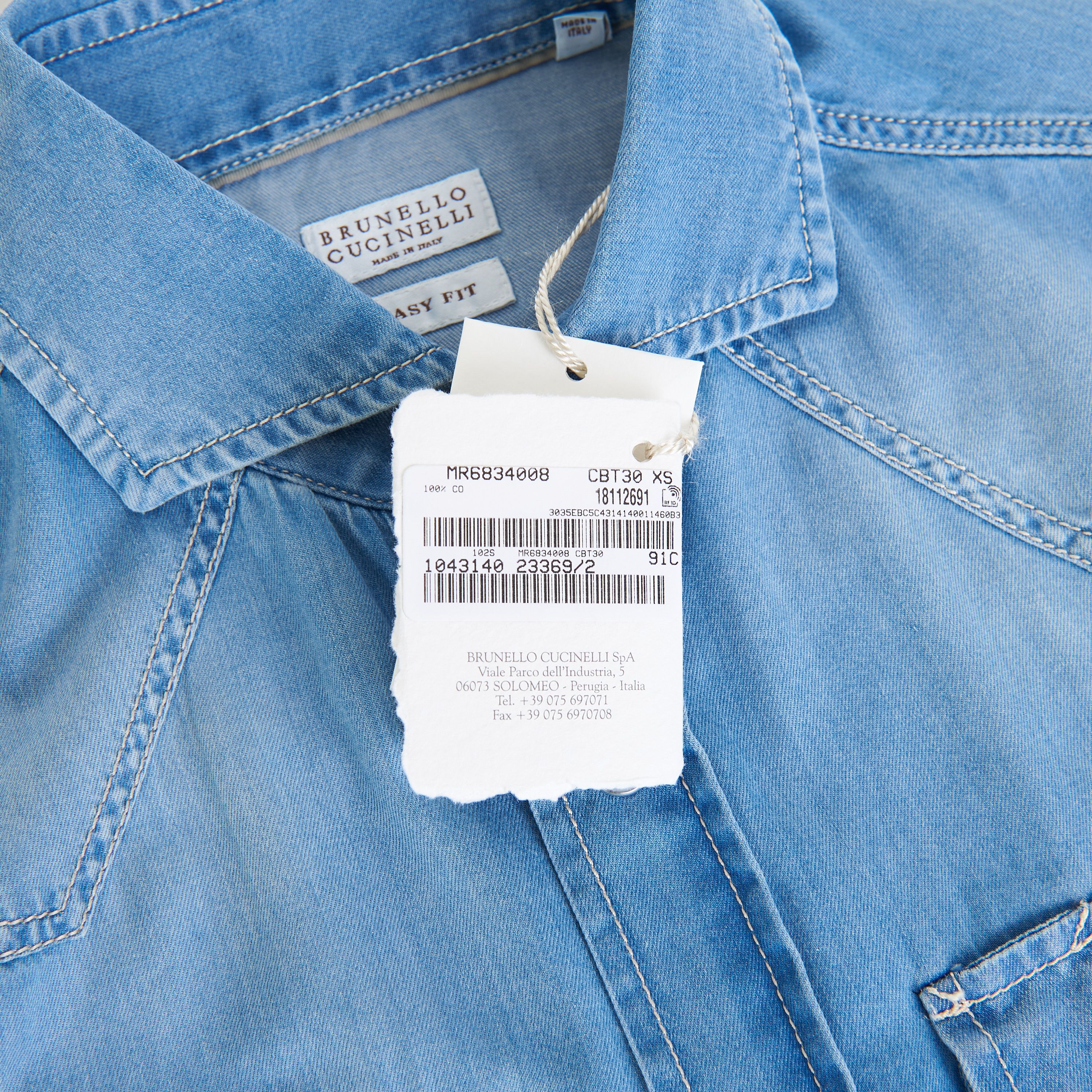 Brunello Cucinelli Easy Fit Blue Western Shirt - Lightweight Denim Size US M / EU 48-50 / 2 - 11 Thumbnail