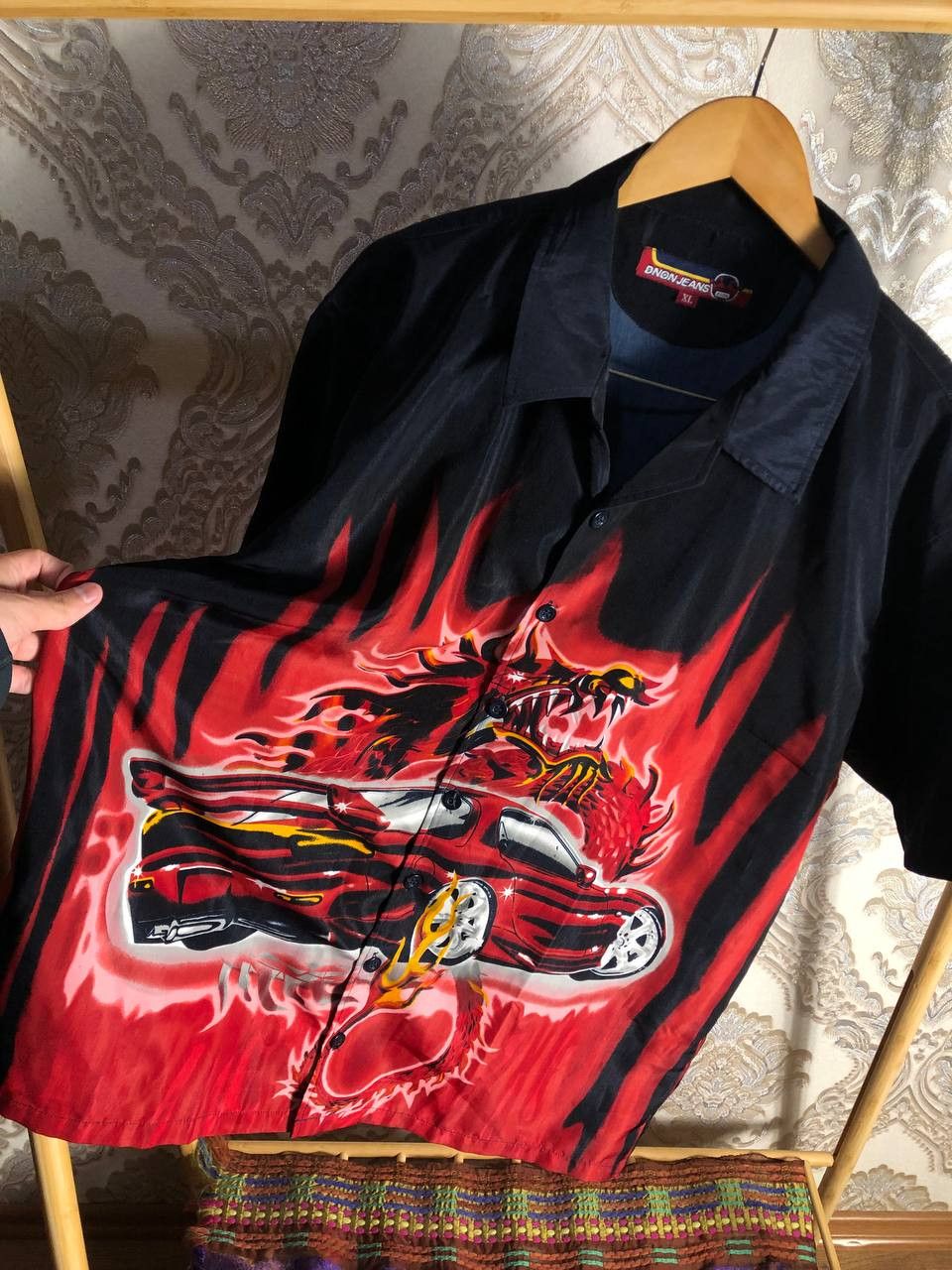 Japanese Brand Vintage Dnon Jeans Car Dragons Hawaii Retro Shirt Y2K 90s Size US XL / EU 56 / 4 - 2 Thumbnail