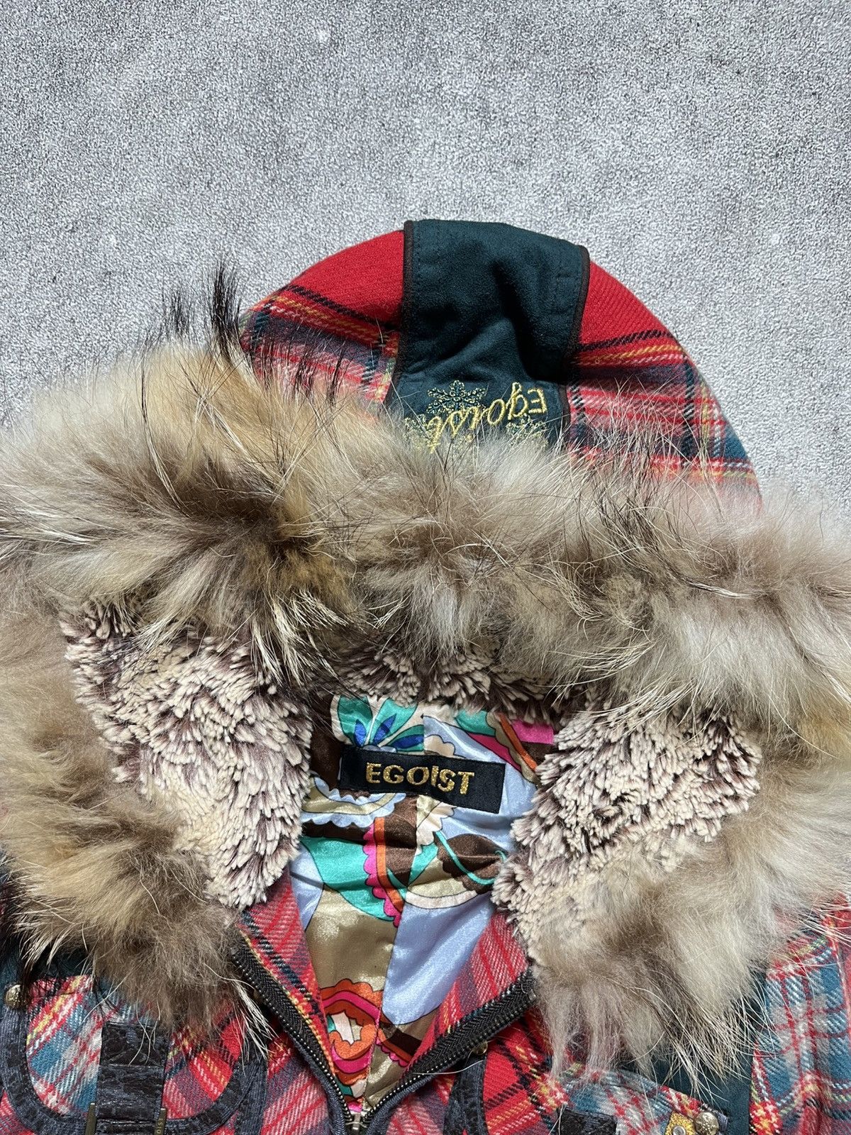 Japanese Brand ‼️SOLD‼️Egoist y2k Plaid Fur Jacket Size M / US 6-8 / IT 42-44 - 7 Thumbnail