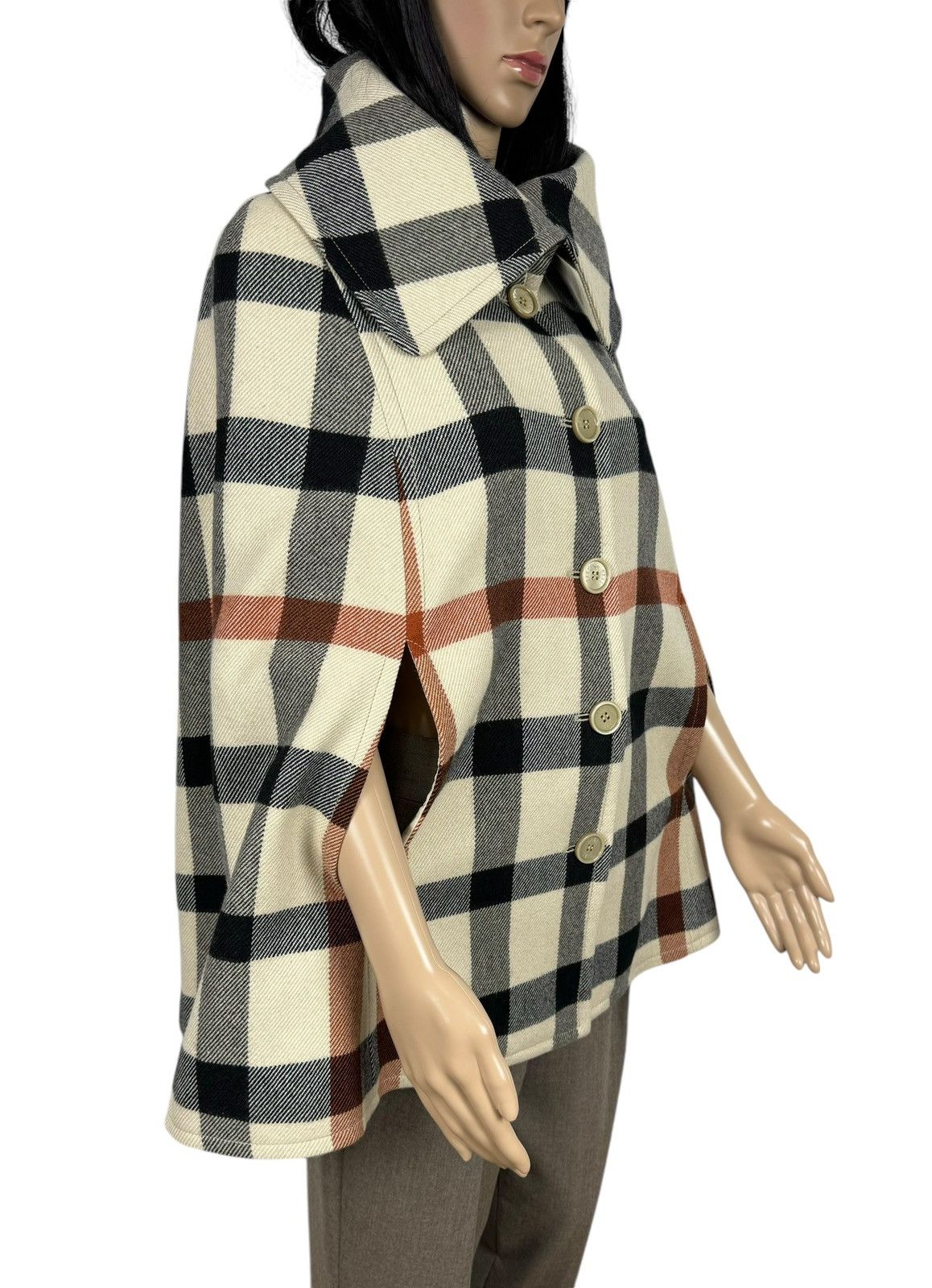 DAKS Daks London Plaid Wool-Cotton Cape Coat size UK10 IT42 Size M / US 6-8 / IT 42-44 - 4 Thumbnail