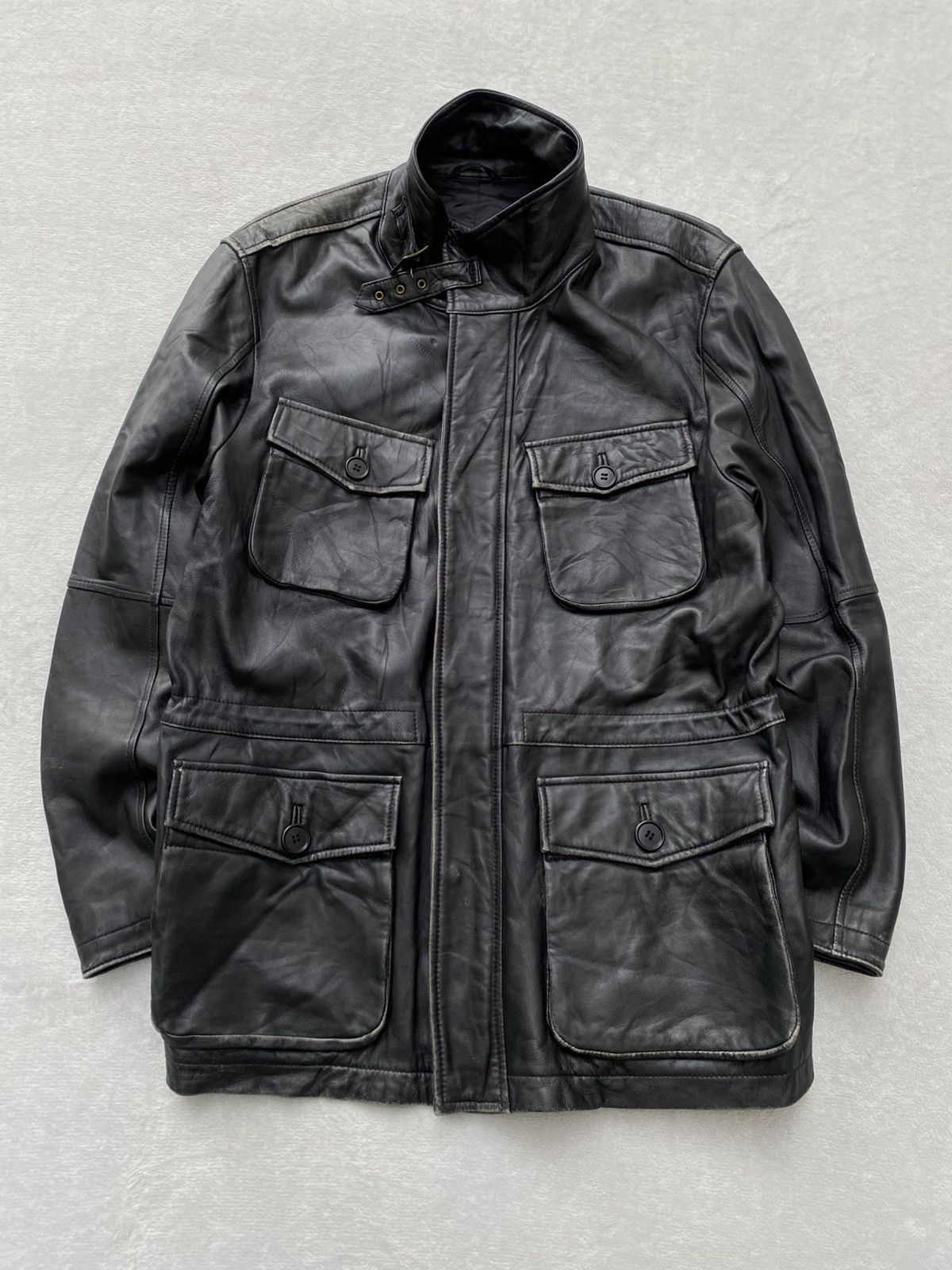 Japanese Brand 90s- Gotairiku- Onward Kashiyama- Utility Leather Jacket Size US M / EU 48-50 / 2 - 1 Thumbnail