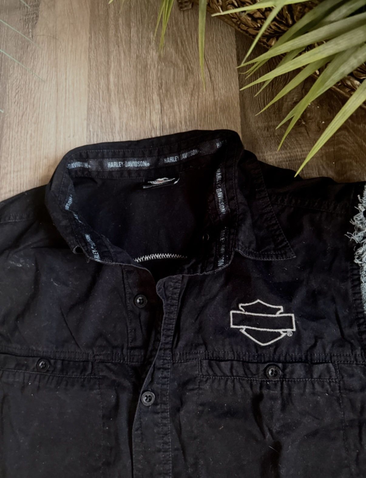 Harley Davidson Harley-Davidson Sleeveless Black Denim Shirt Cutoff Vest Men Size US M / EU 48-50 / 2 - 4 Thumbnail