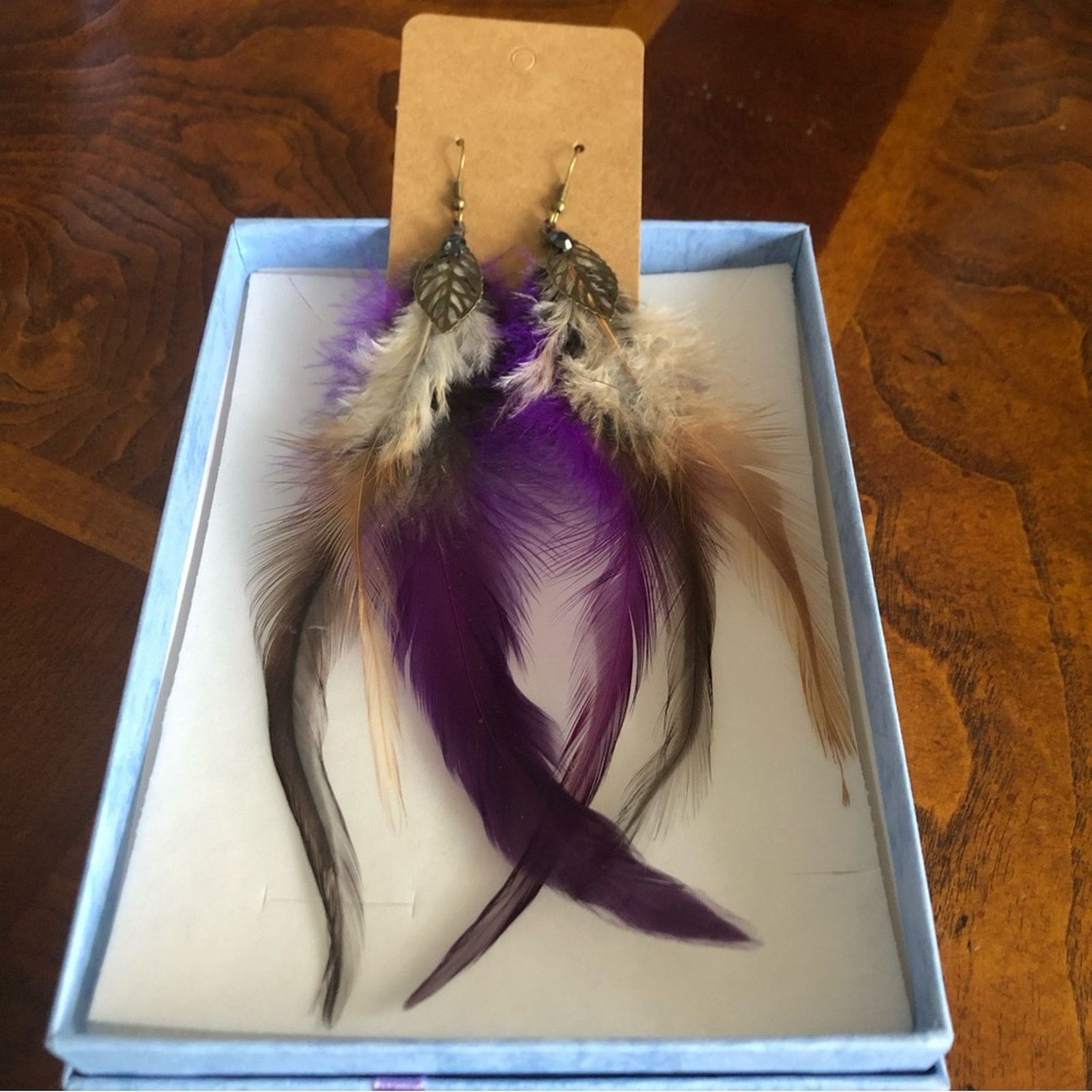 Handmade Handcrafted genuine rooster feather western cowgirl earrings Size ONE SIZE - 2 Thumbnail