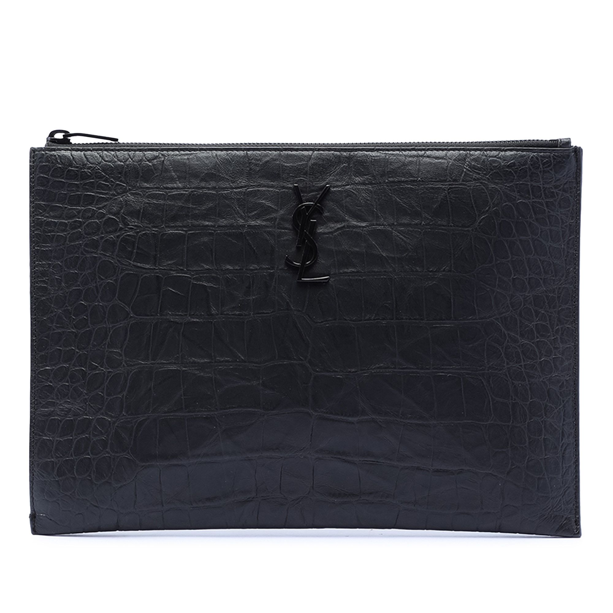 Yves Saint Laurent Yves Saint Laurent Croc Embossed Leather Monogram Document Holder Size ONE SIZE - 1 Thumbnail