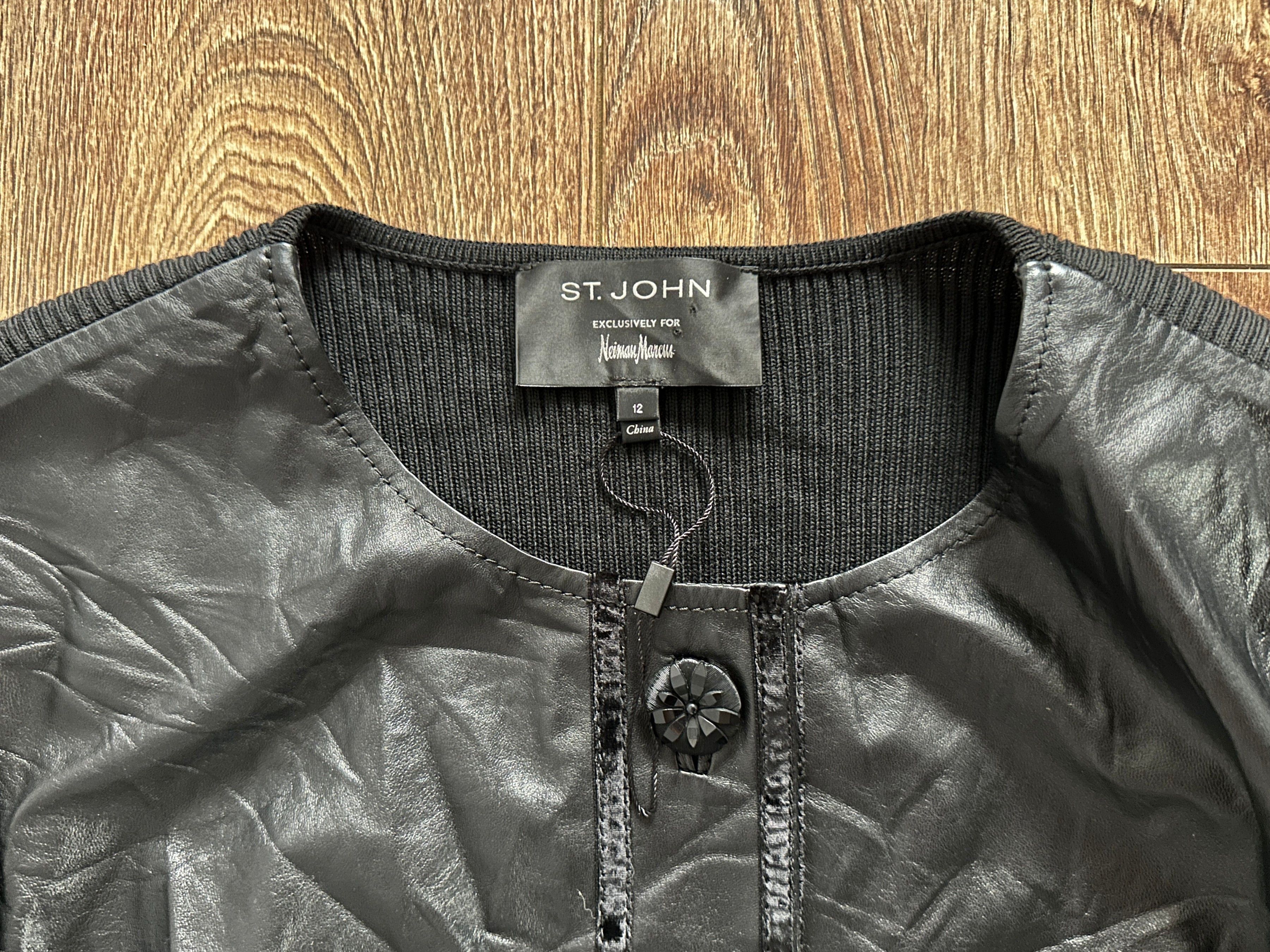 Leather ST.JOHN Exclusively For Neiman Marcus Women's Jacket Leather Size M / US 6-8 / IT 42-44 - 2 Thumbnail