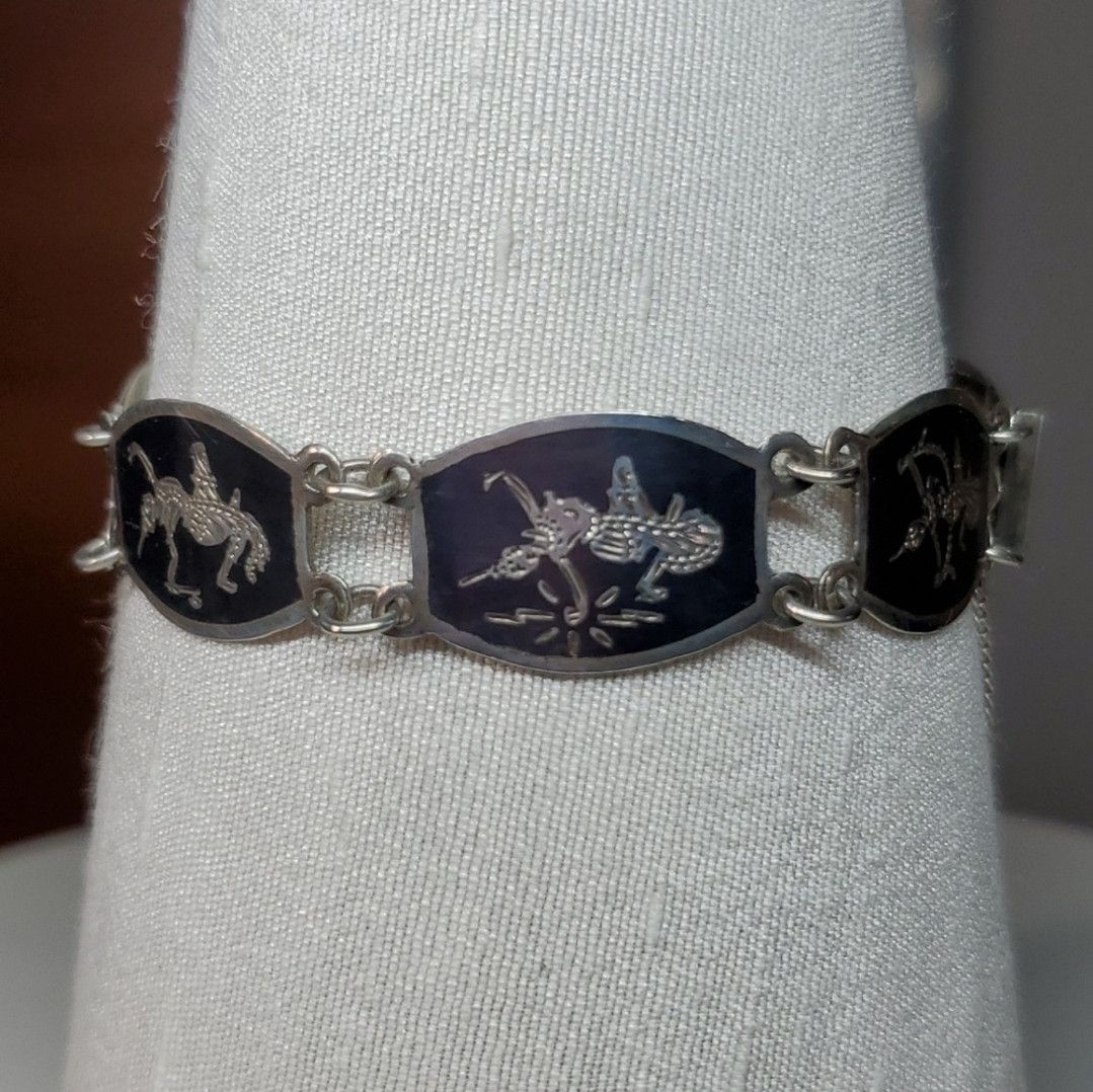 Other Siam 6.75" Bracelet Sterling Silver 925 Panel Link Thailand Size ONE SIZE - 4 Thumbnail