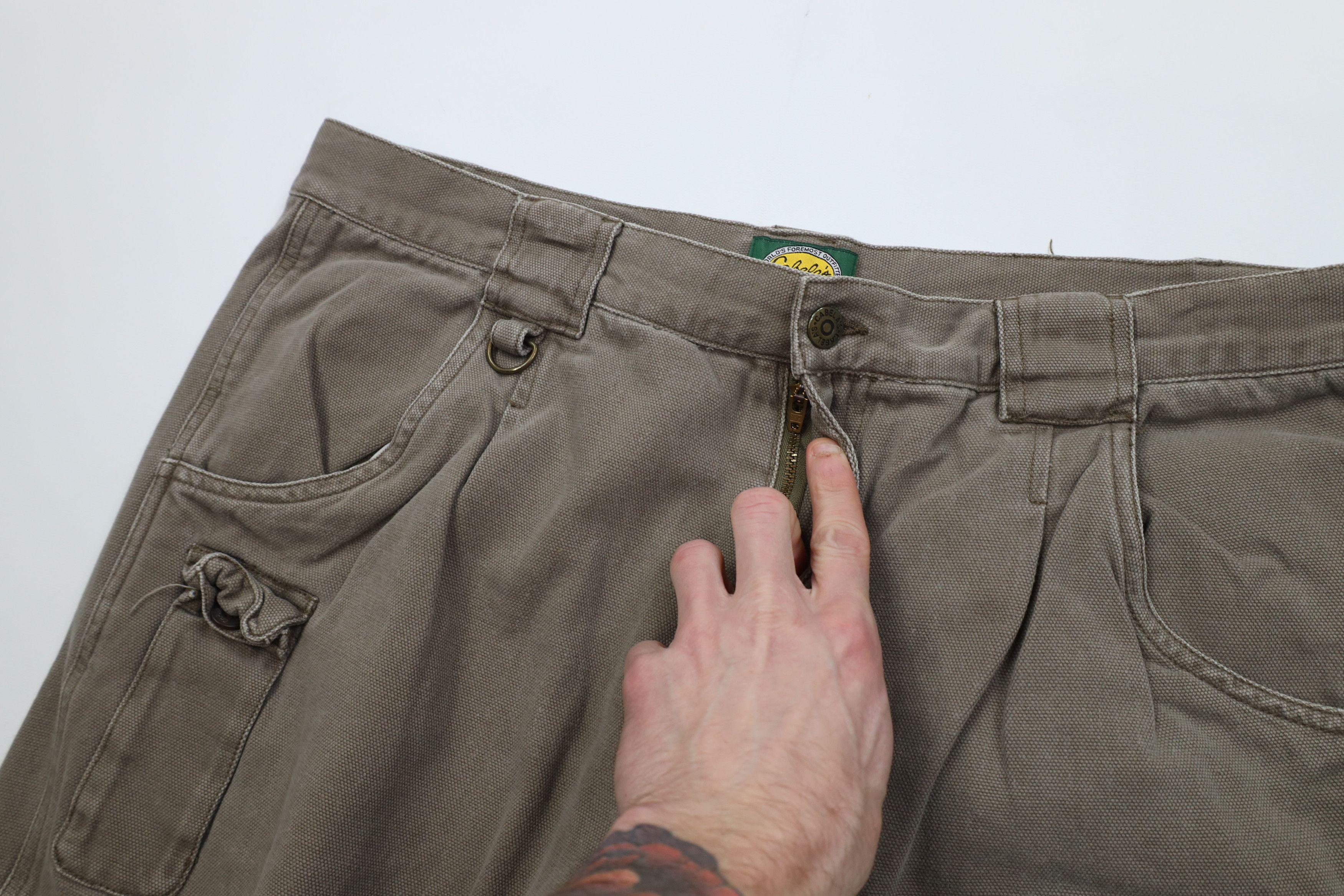 Cabelas Vintage 90s Cabelas Heavy Canvas Wide Leg Cargo Pants Brown Size US 38 / EU 54 - 7 Thumbnail