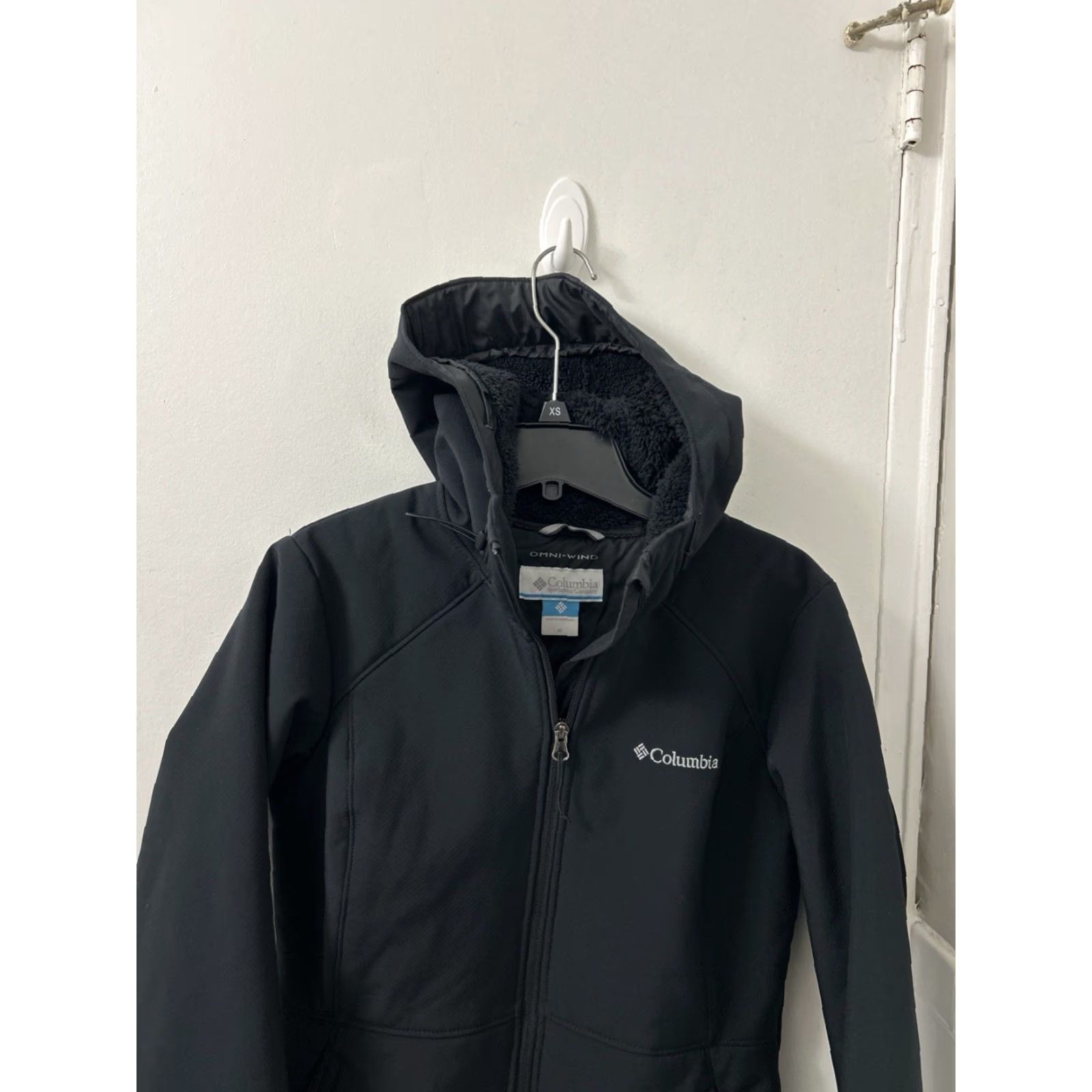 Vintage Columbia Jacket Womens M Black Omni-Wind Sherpa Lined Hooded Full Zip L/S Size M / US 6-8 / IT 42-44 - 2 Thumbnail