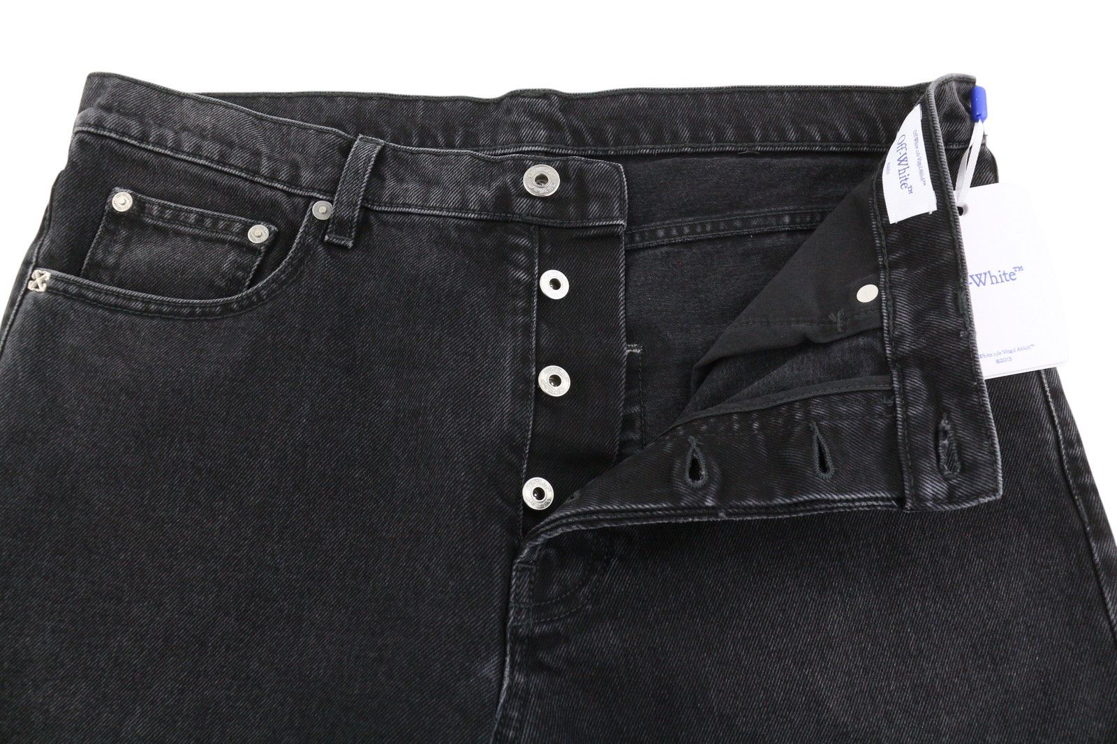 Off-White DIAG OUTL W34 Black Regular Denim Button Jeans 86812 Size US 34 / EU 50 - 7 Thumbnail
