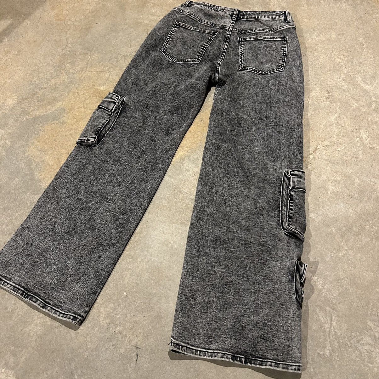 Other Baggy Y2K Style Washed Black Multi Pocket Cargo Denim Cyber Size US 31 - 11 Thumbnail