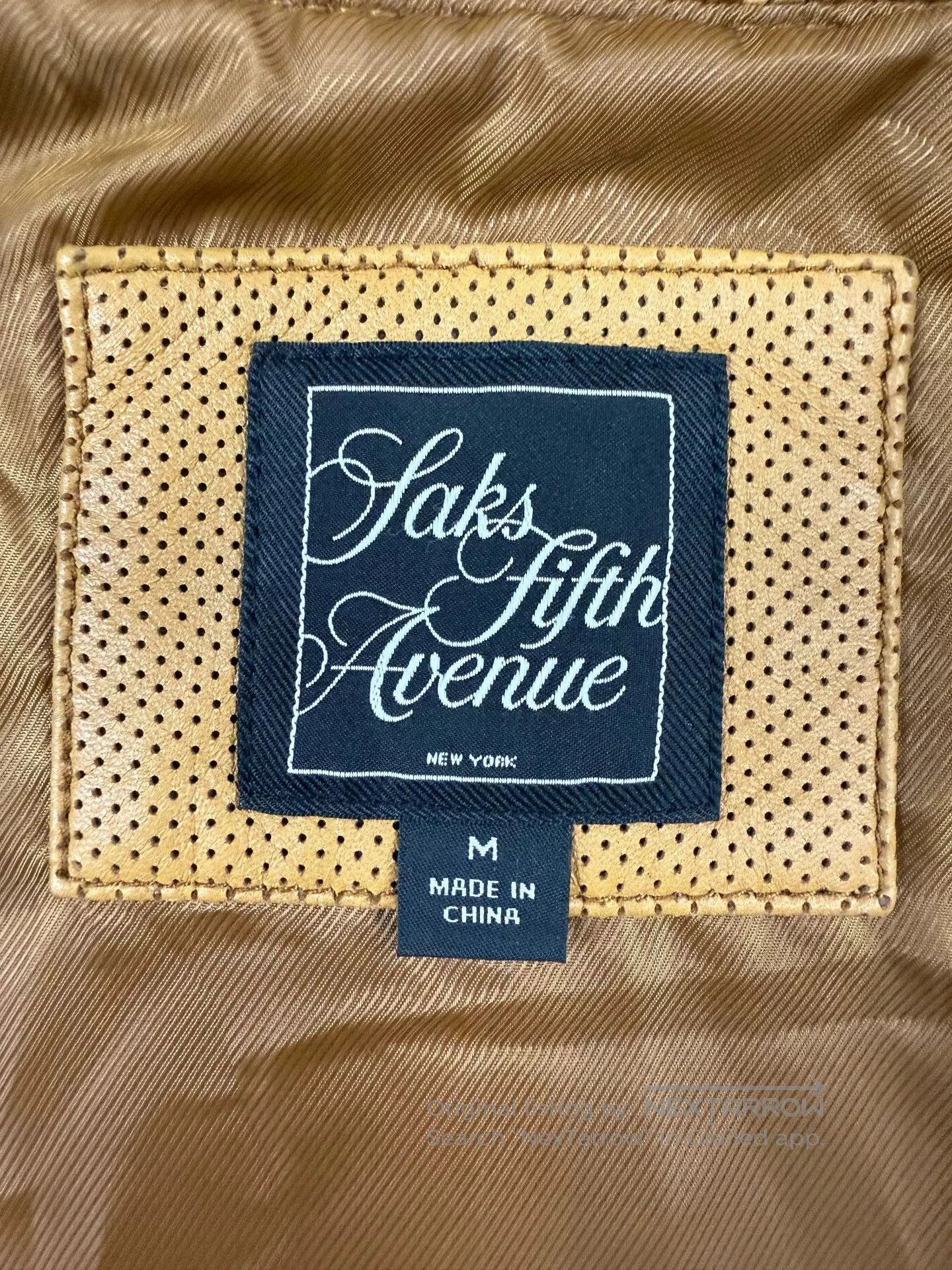 Saks Fifth Avenue Men's Leather Casual Baseball Jacket. Size US M / EU 48-50 / 2 - 4 Thumbnail